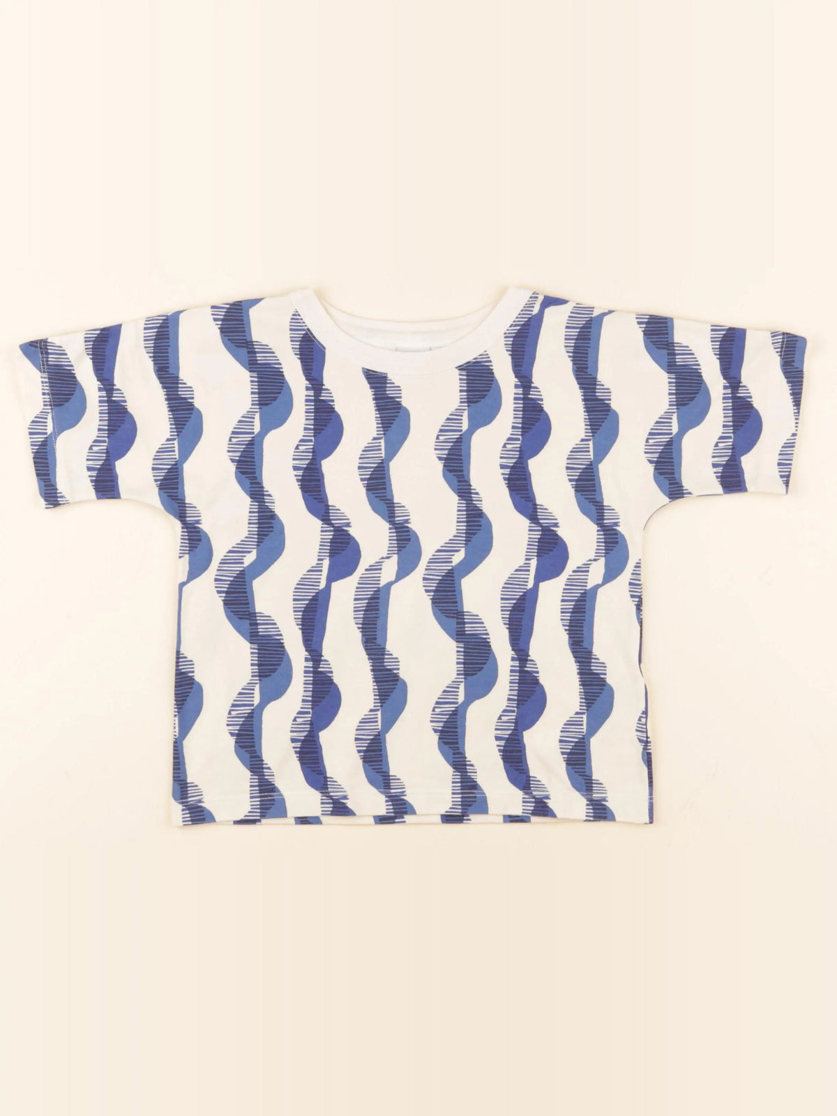 Tee-shirt beige, bleu