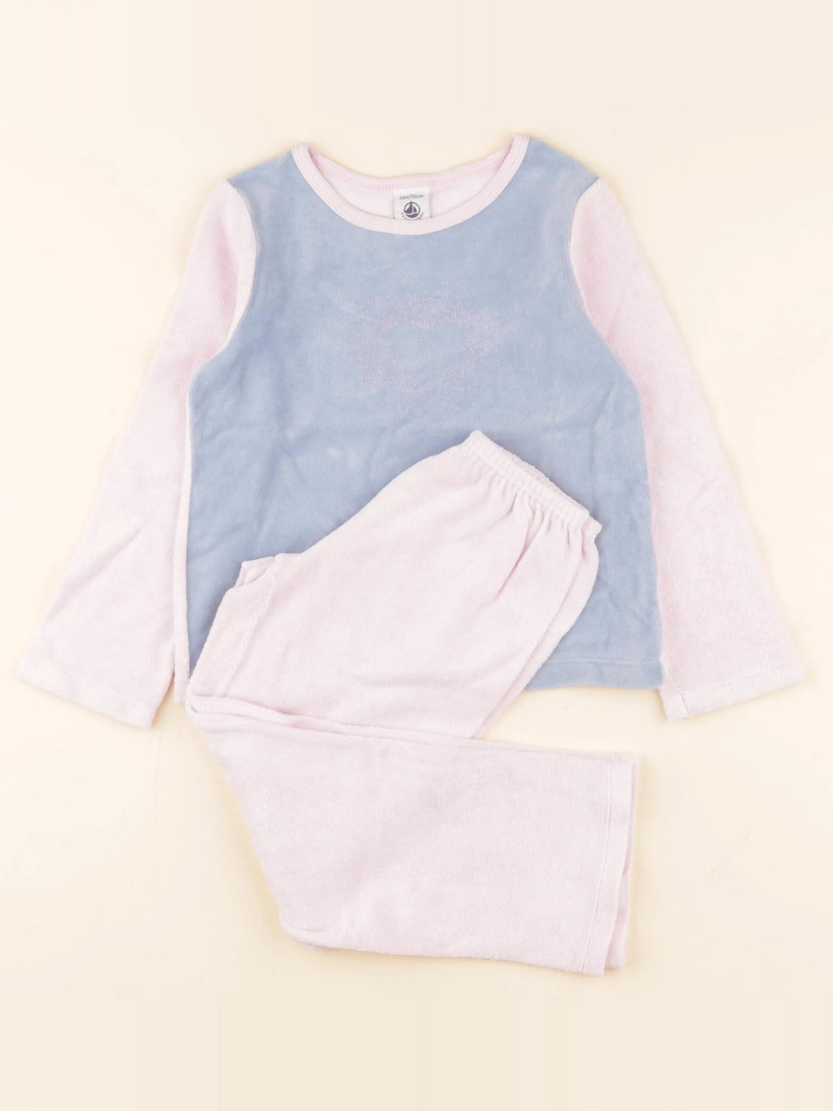 Pyjama velours bleu, rose