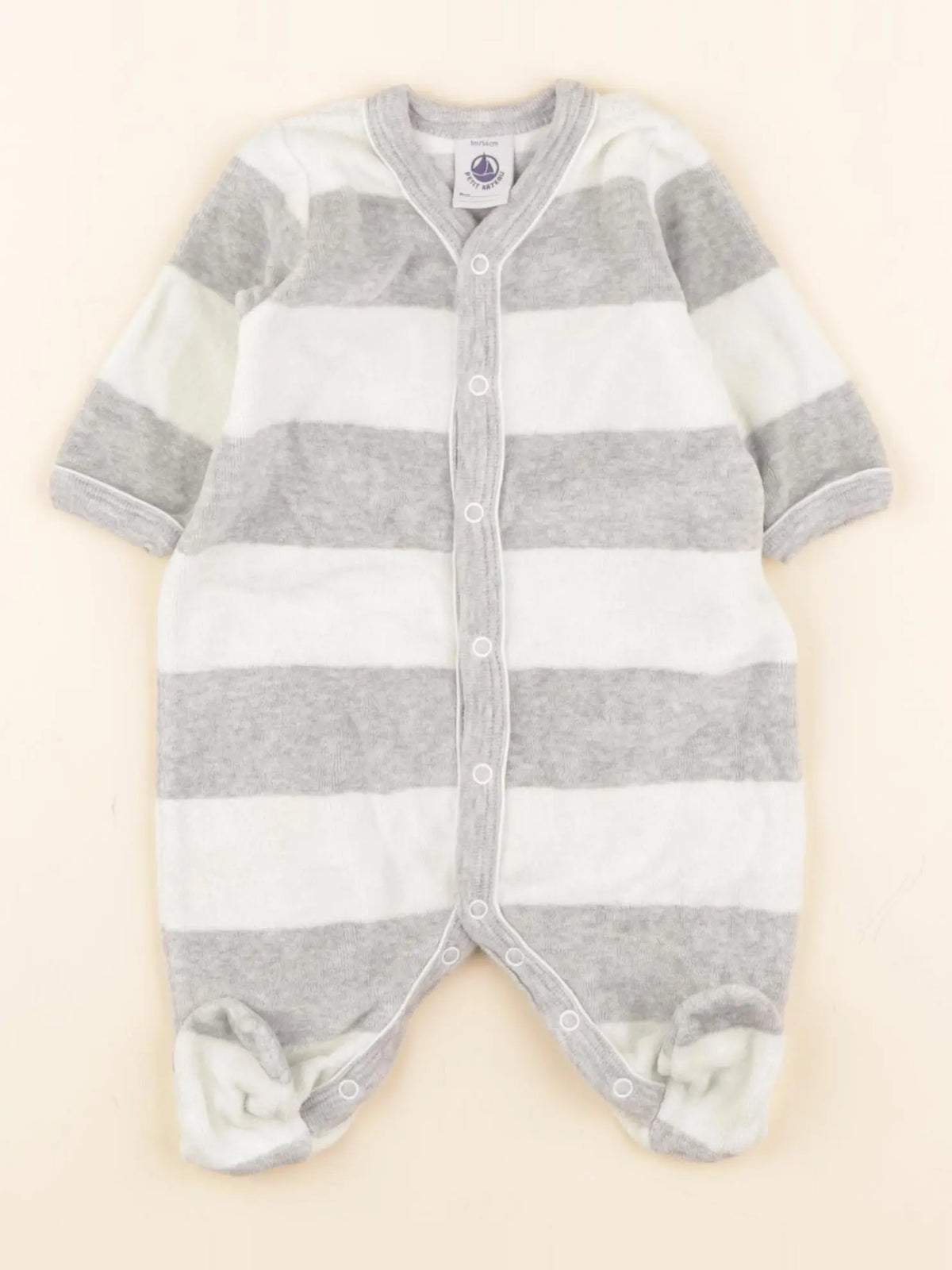 Pyjama velours blanc, gris