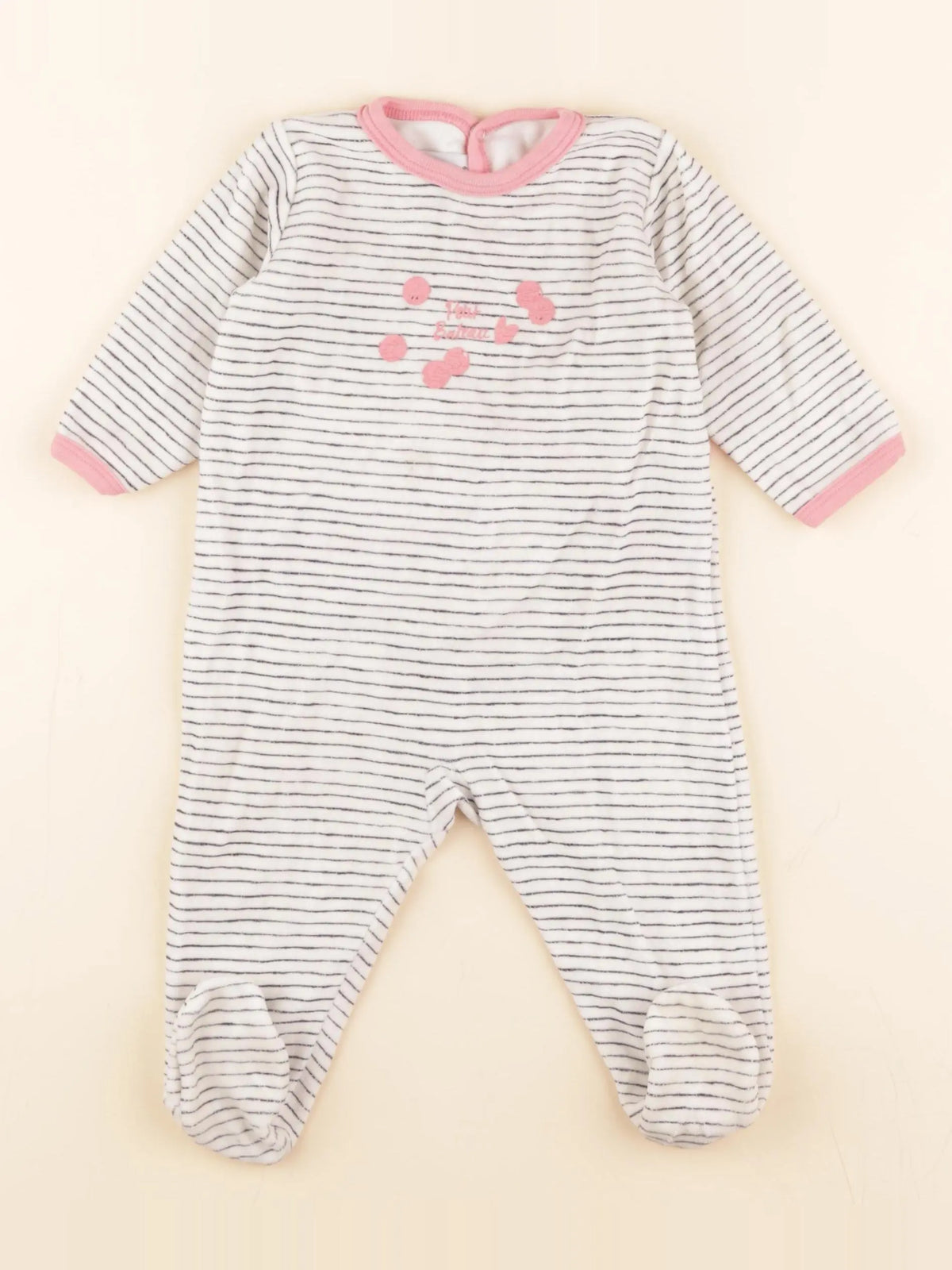 Pyjama velours blanc, rose