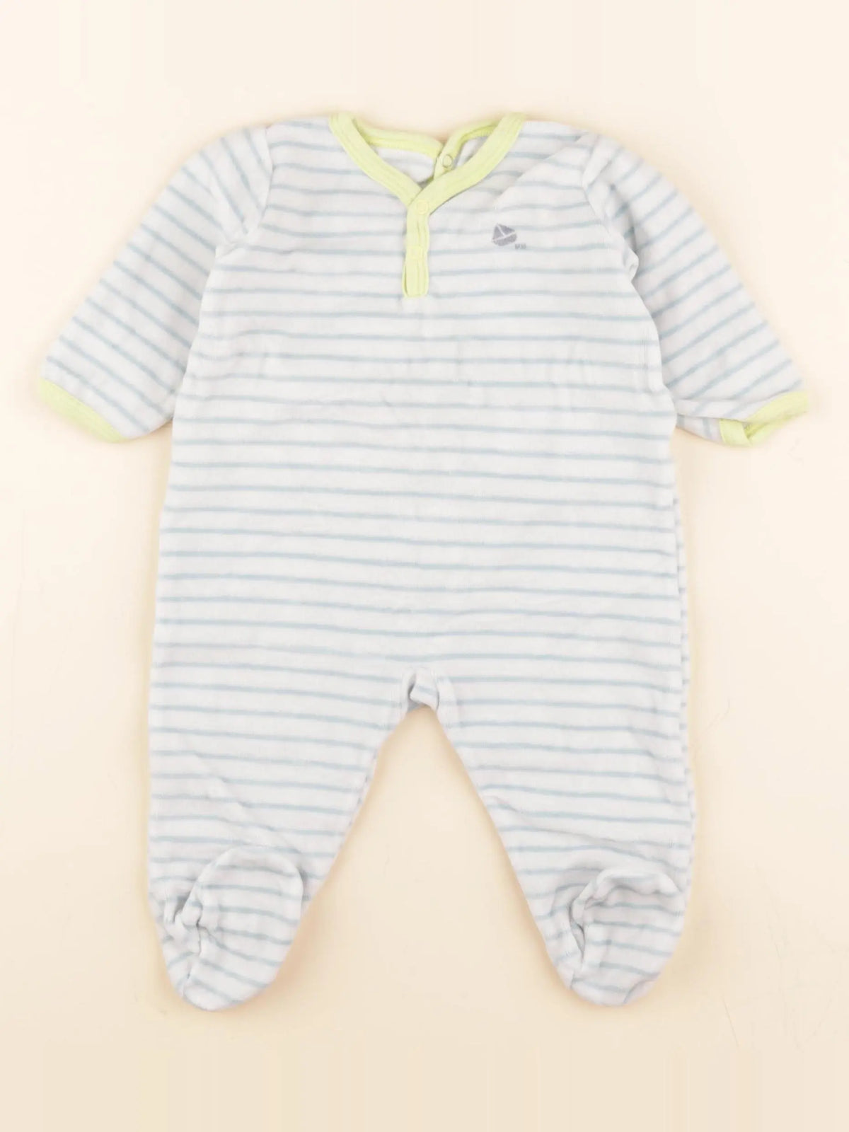 Pyjama velours bleu, blanc
