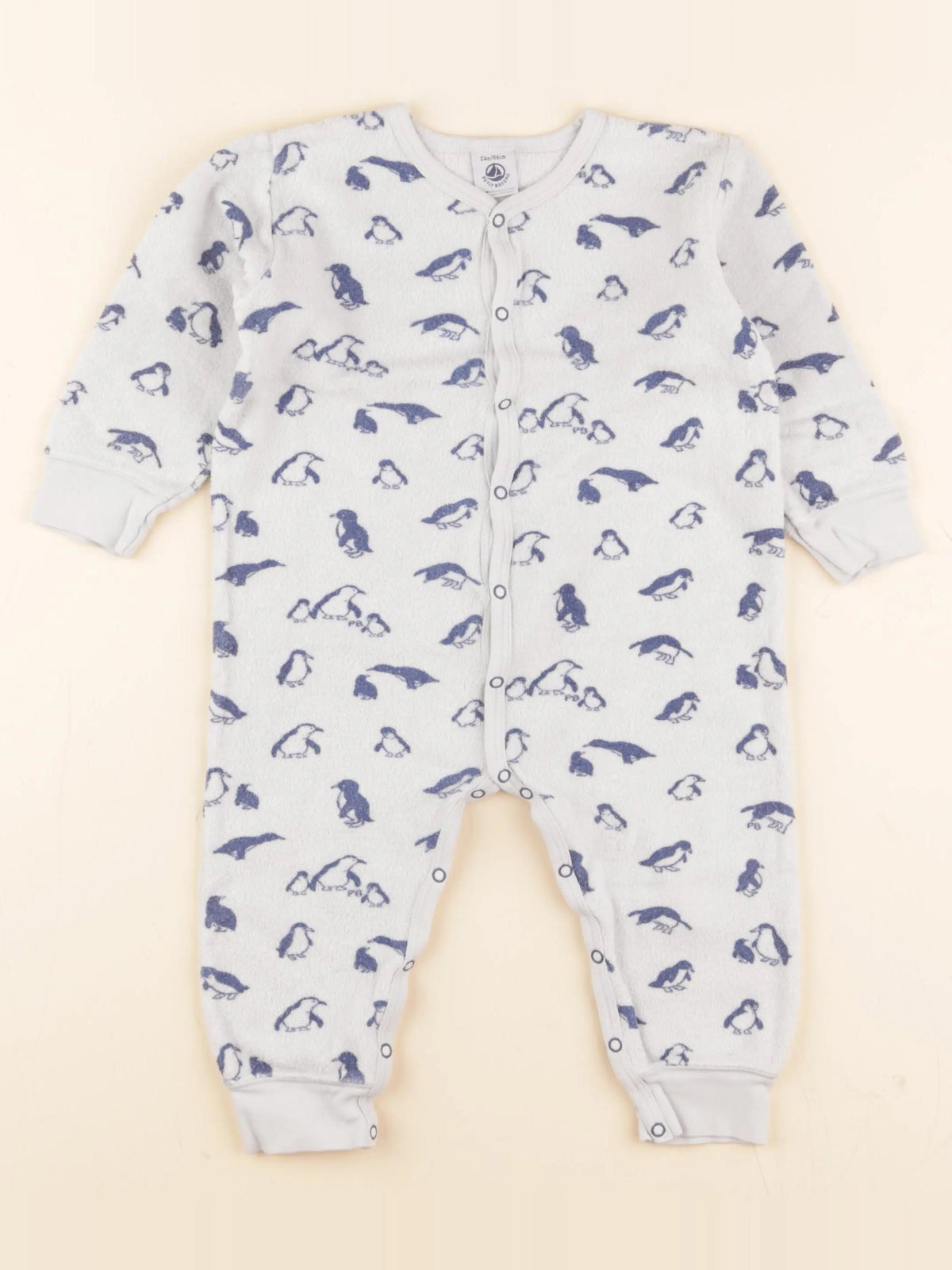 Pyjama velours bleu, blanc