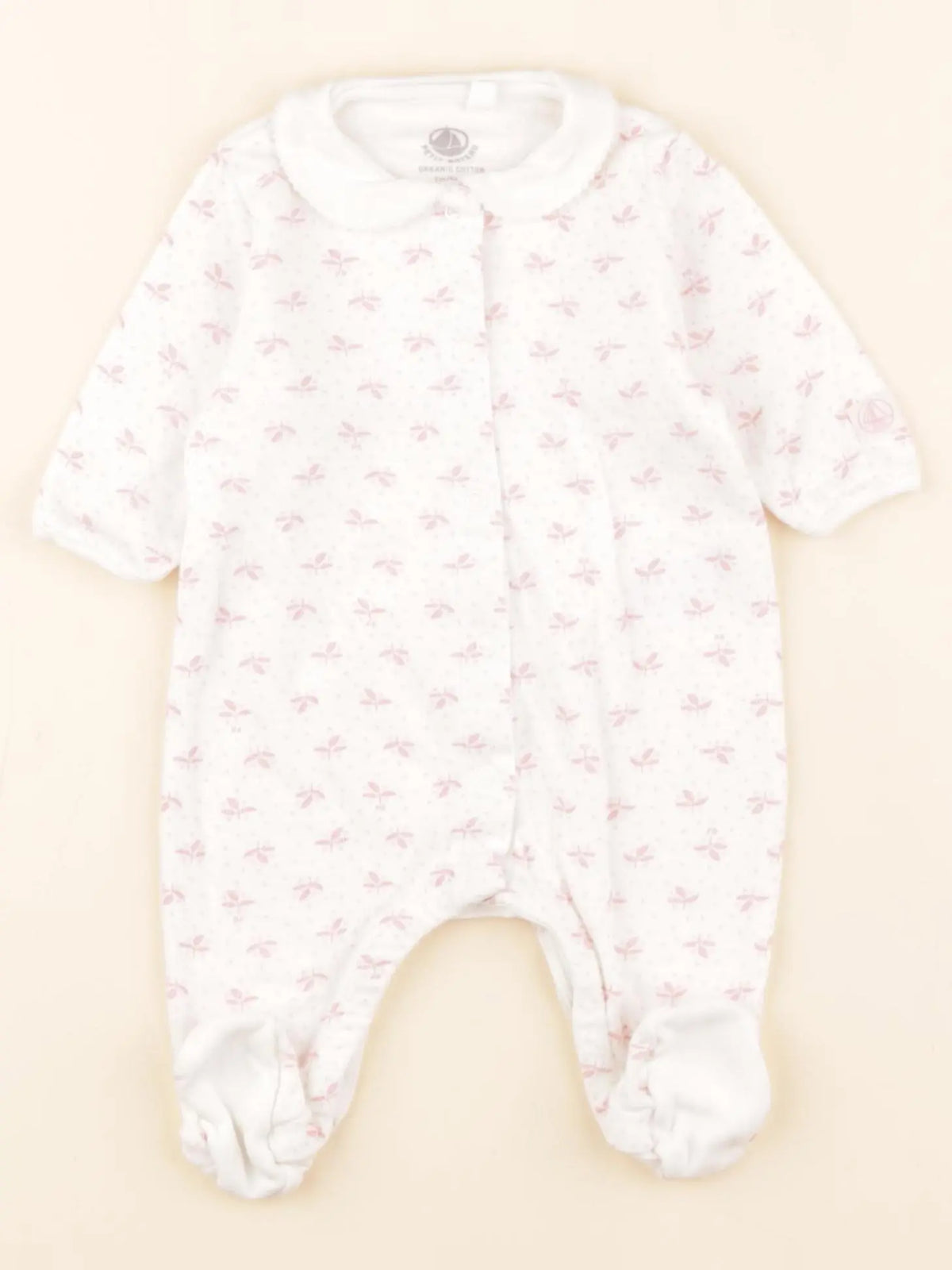 Pyjama coton blanc, rose