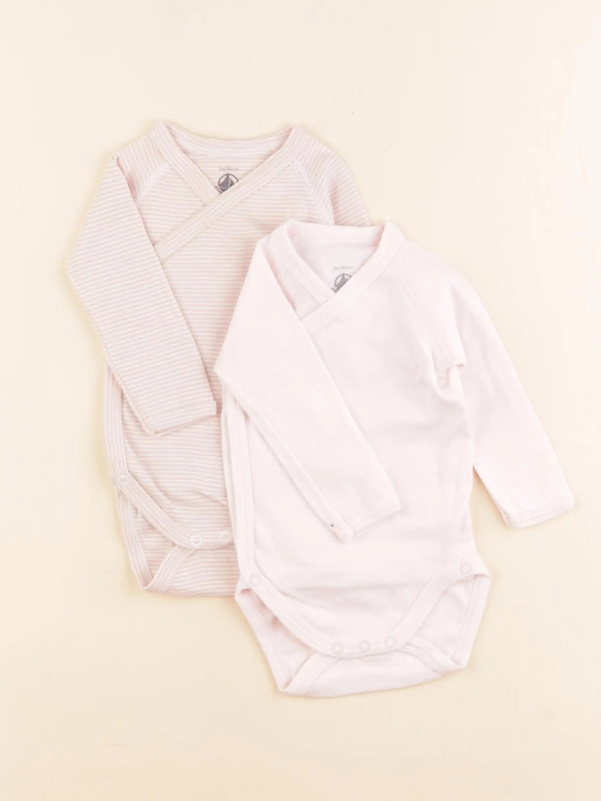 Petit Bateau - lot de 2 bodies en coton rose - 3 mois