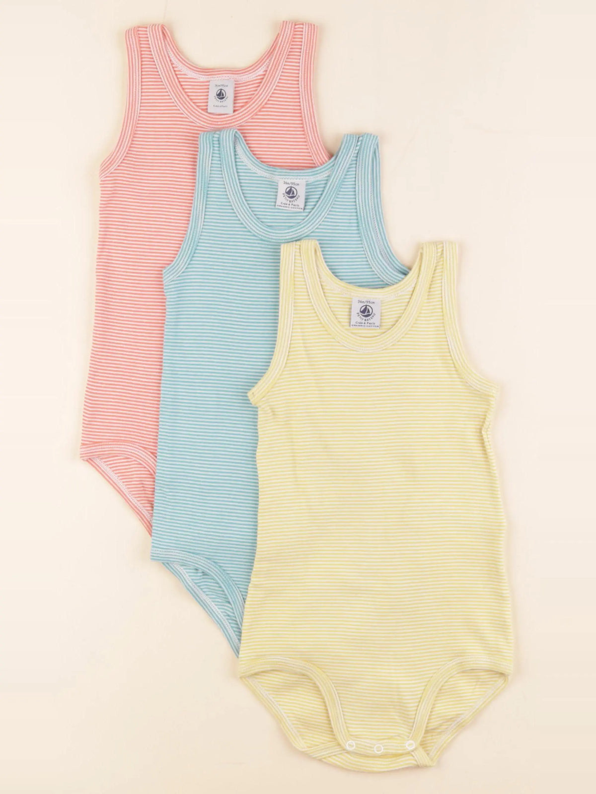 Petit Bateau - lot de 3 bodies en coton multicolore - 36 mois