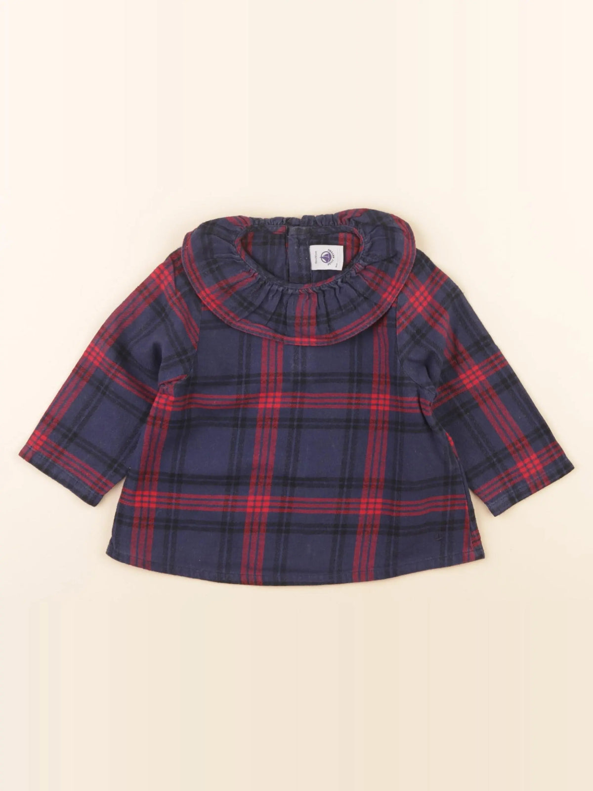 Blouse bleu, rouge