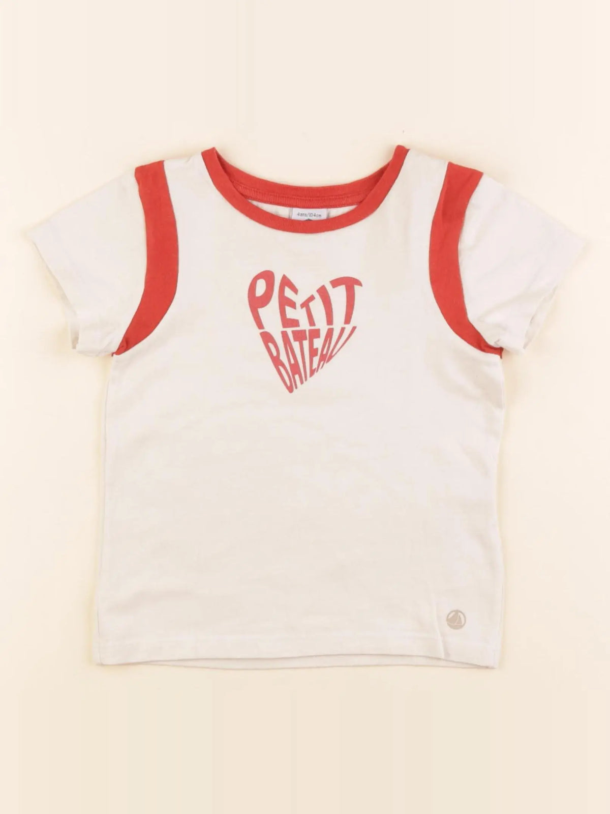 Petit Bateau - tee-shirt beige, rouge - 4 ans