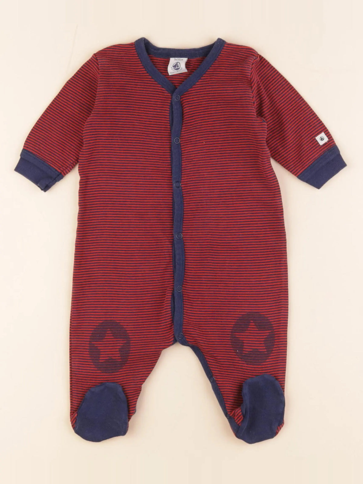 Petit Bateau - pyjama coton rouge - 3 mois
