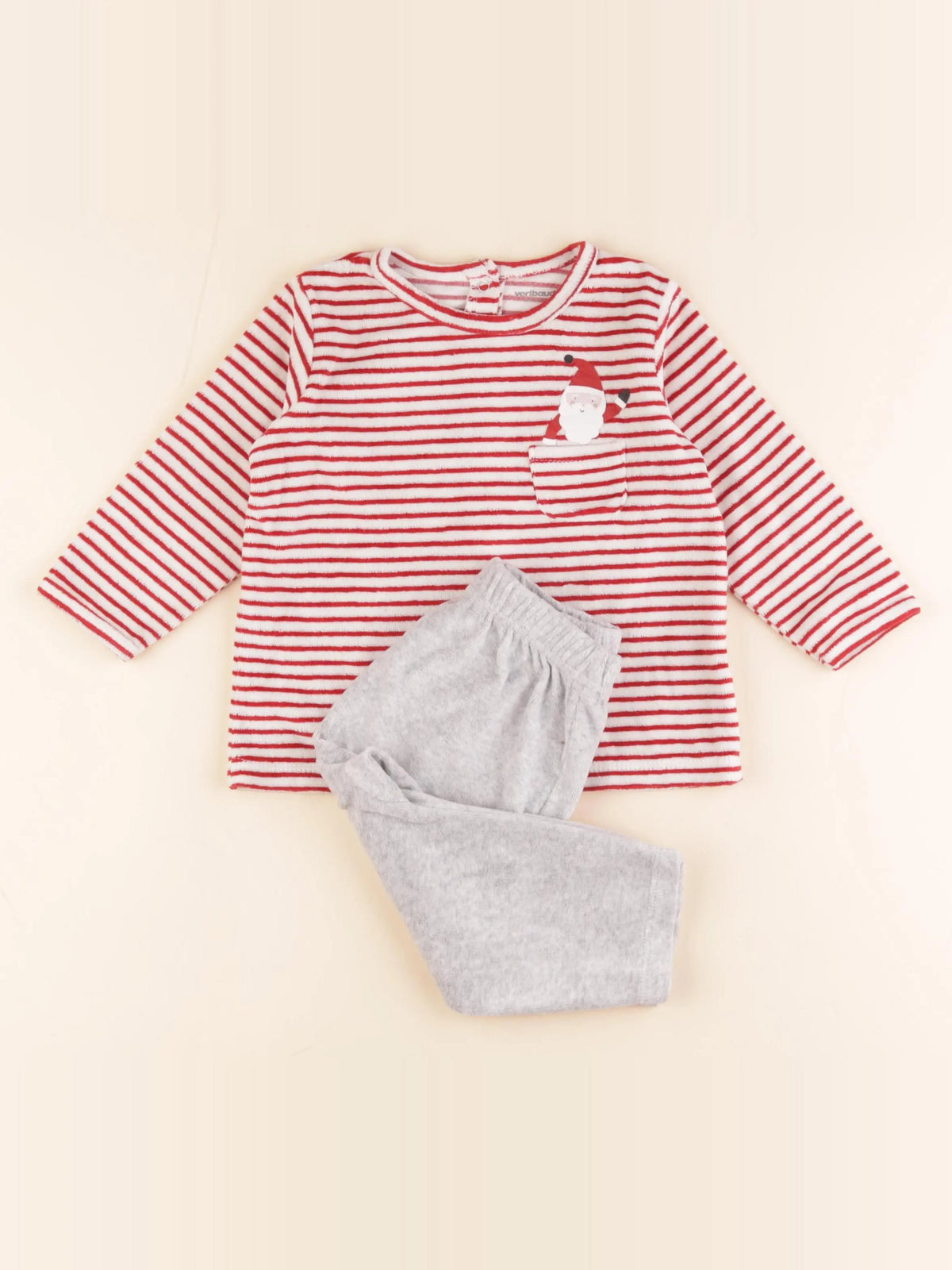 Vertbaudet - pyjama velours rouge - 18 mois