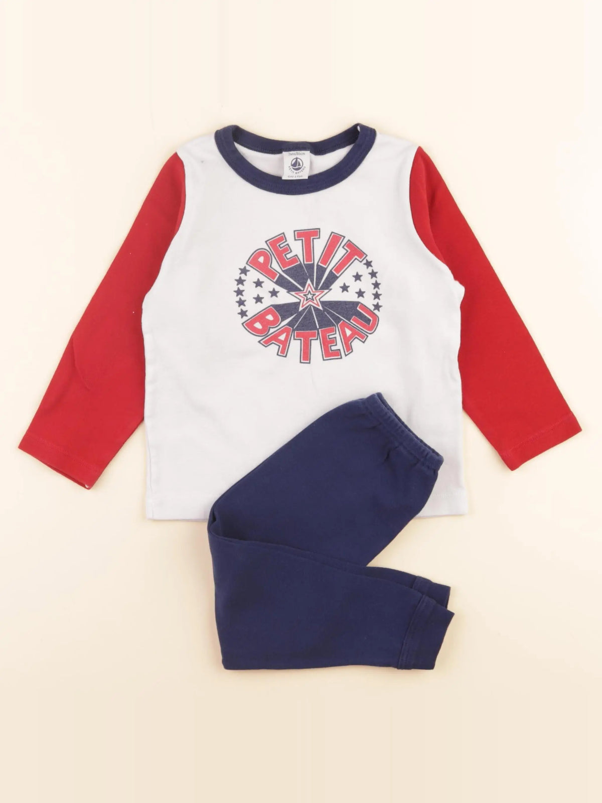 Pyjama coton bleu, blanc