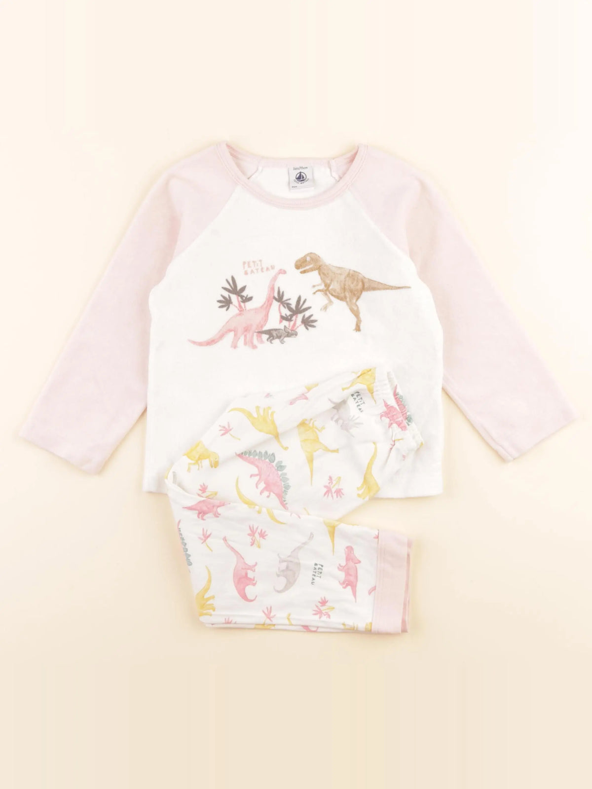 Pyjama velours rose, blanc