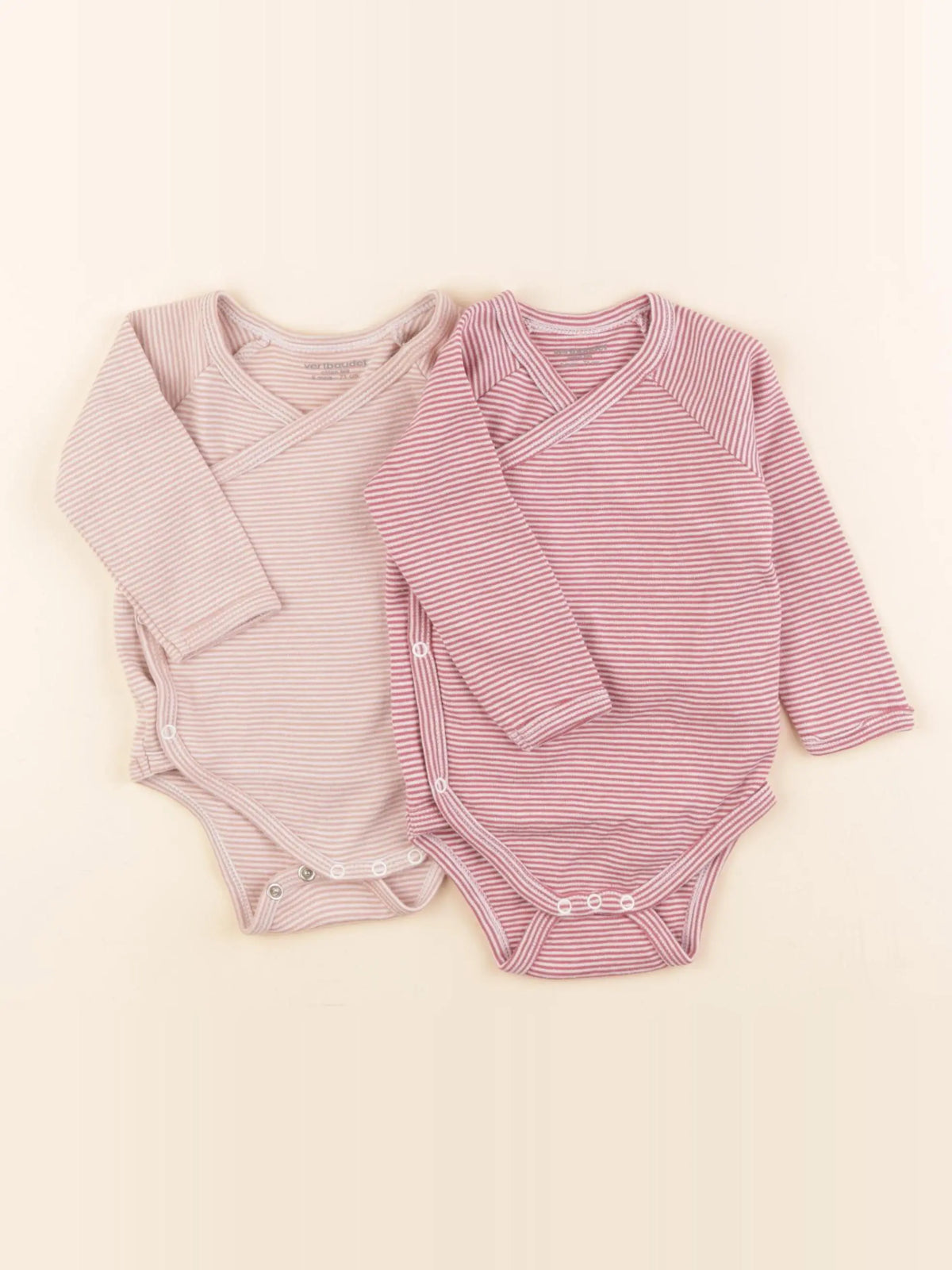 Vertbaudet - lot de 2 bodies en coton rose - 9 mois