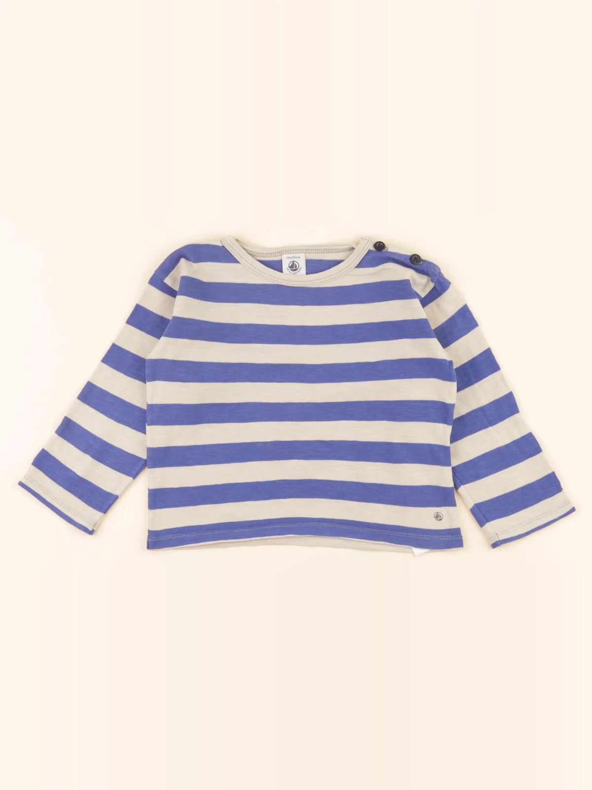 Tee-shirt beige, bleu