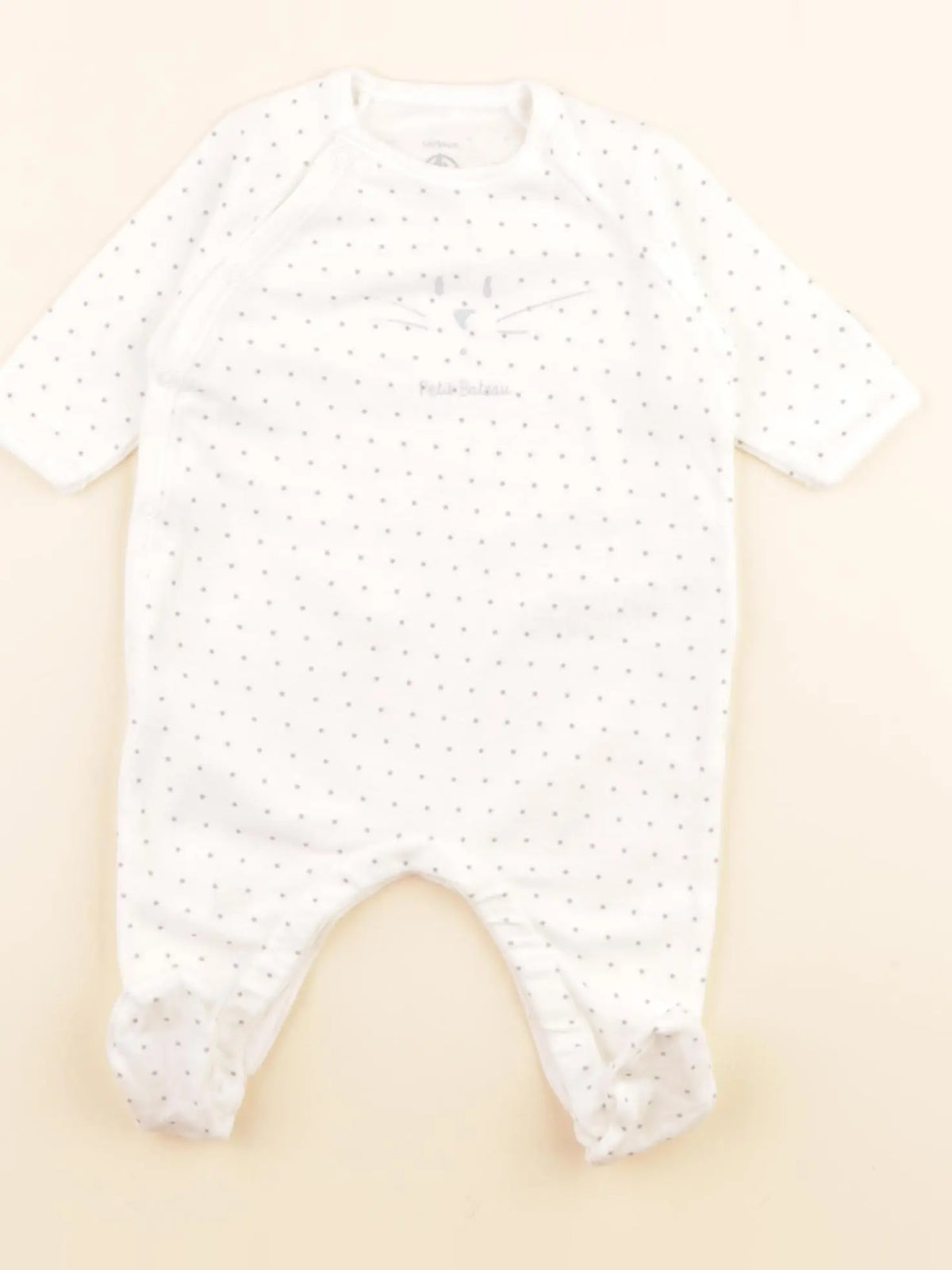 Pyjama coton blanc, gris
