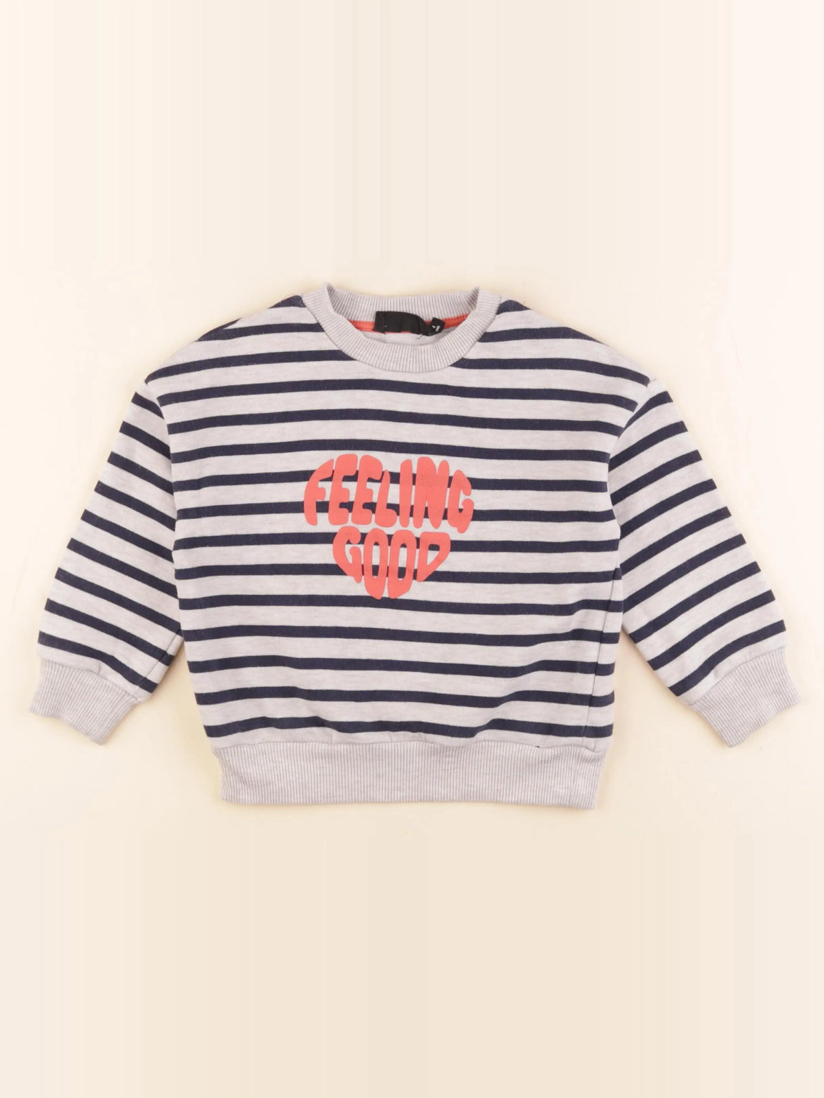 Monoprix - sweat beige, bleu - 4 ans