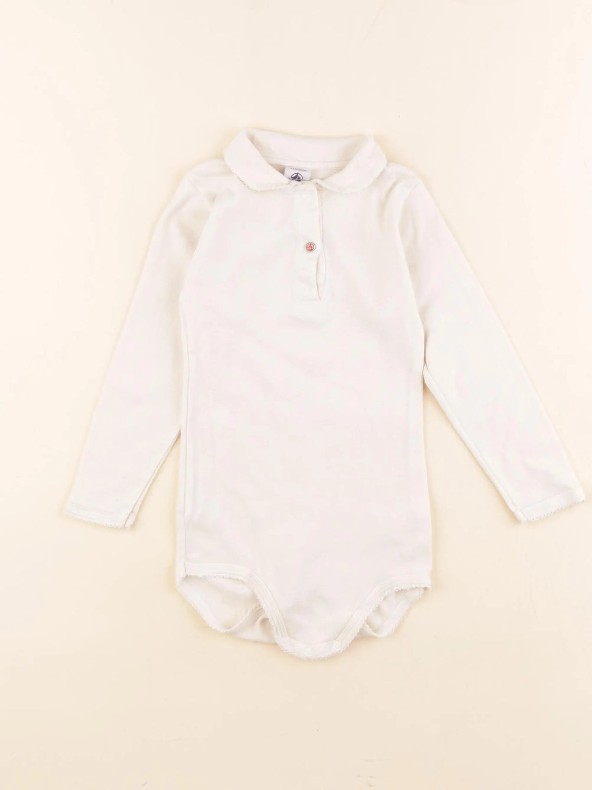 Petit Bateau - body à col beige - 2 ans