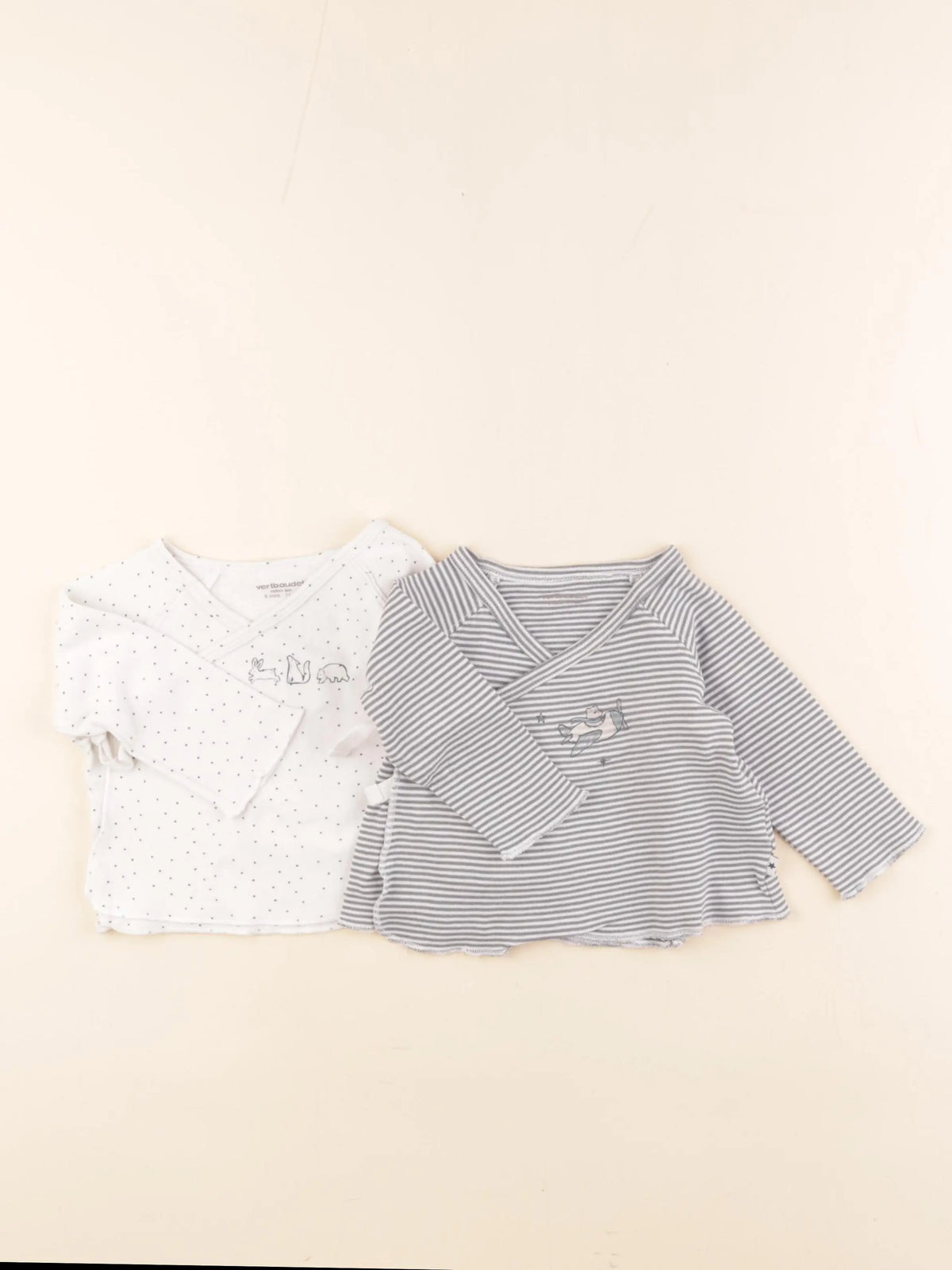 Vertbaudet - lot de 2 tee-shirts bleu, blanc - 9 mois