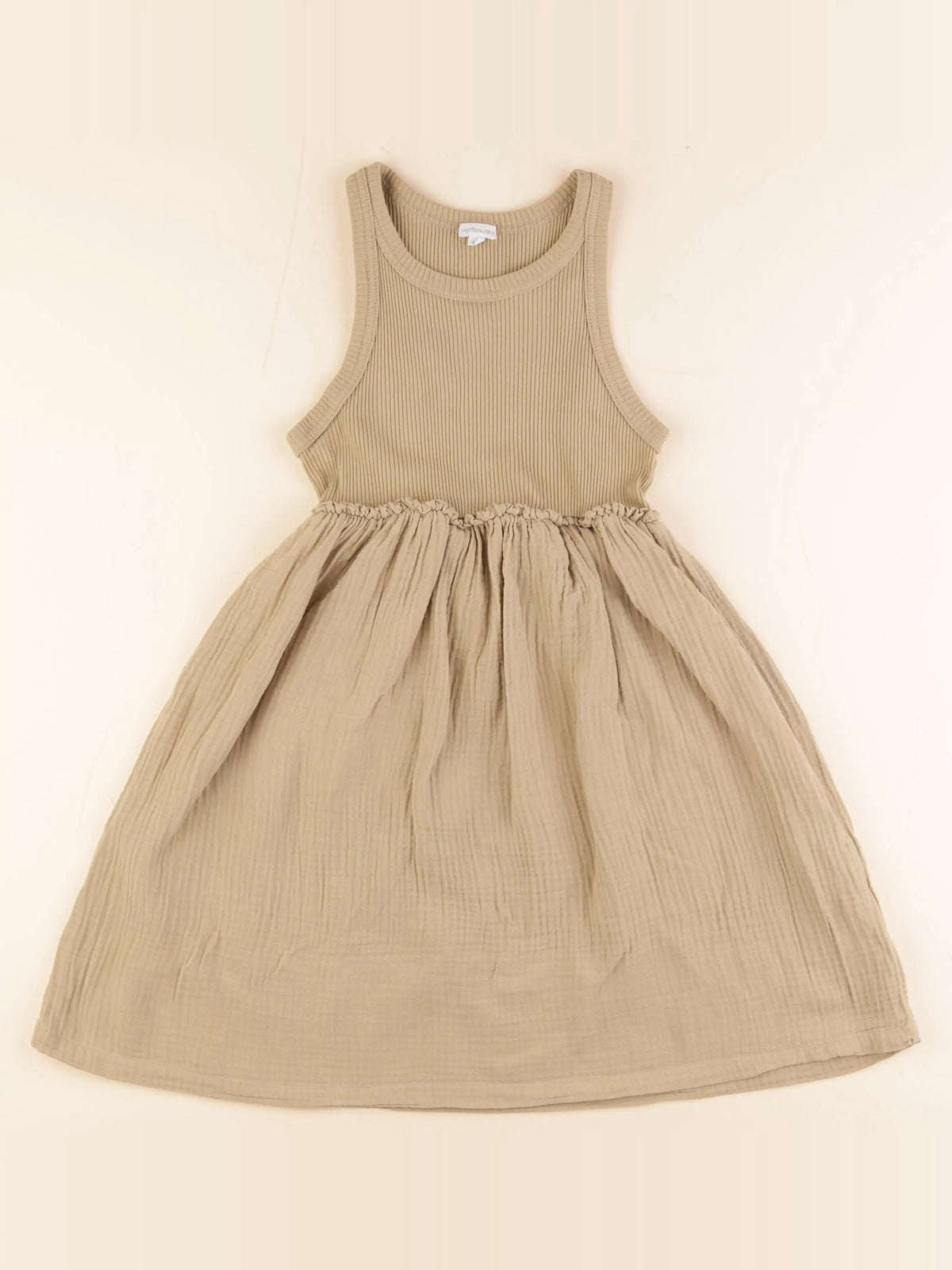Vertbaudet - robe coton vert - 10 ans