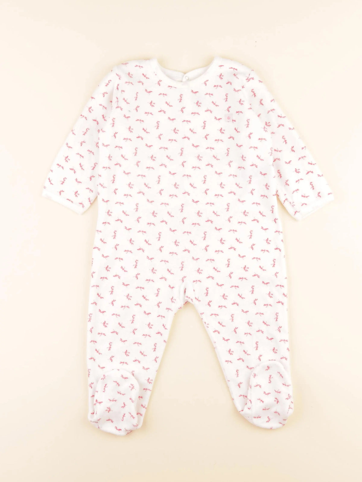 Pyjama velours rose, blanc