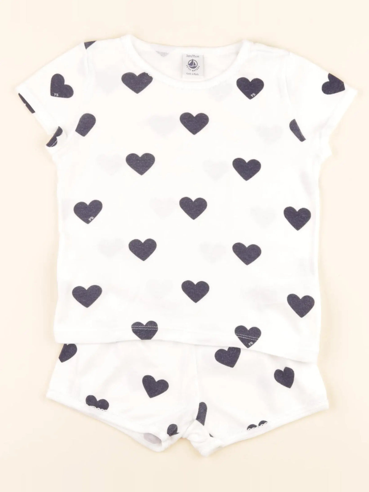 Pyjama coton blanc, bleu