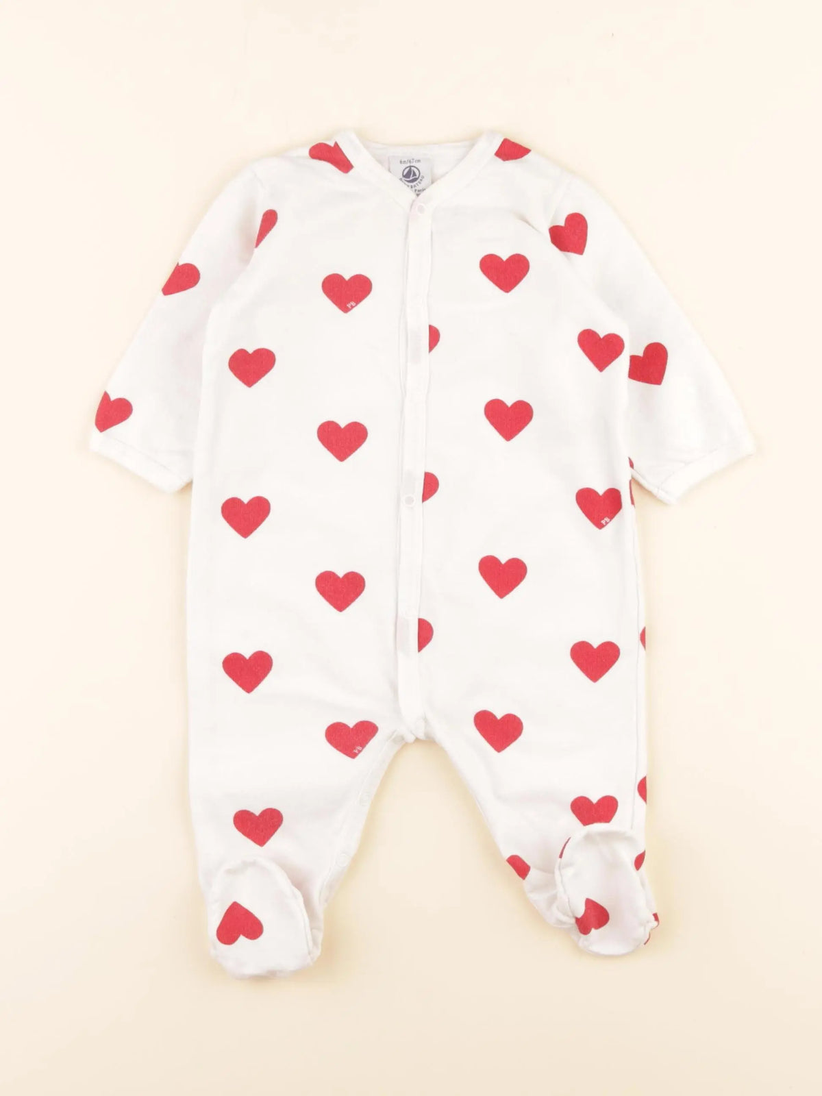 Pyjama coton blanc, rouge