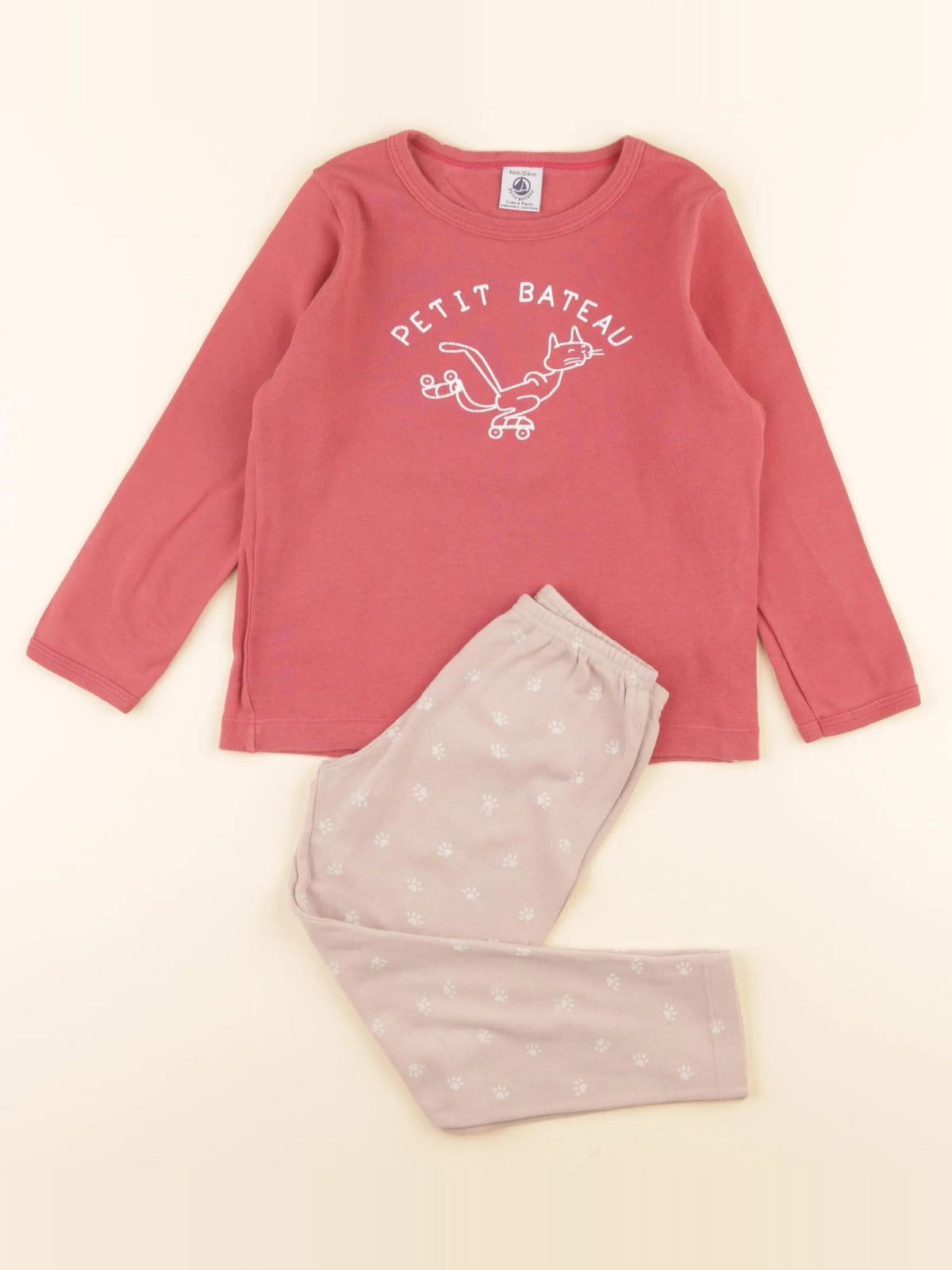 Pyjama coton rouge, rose