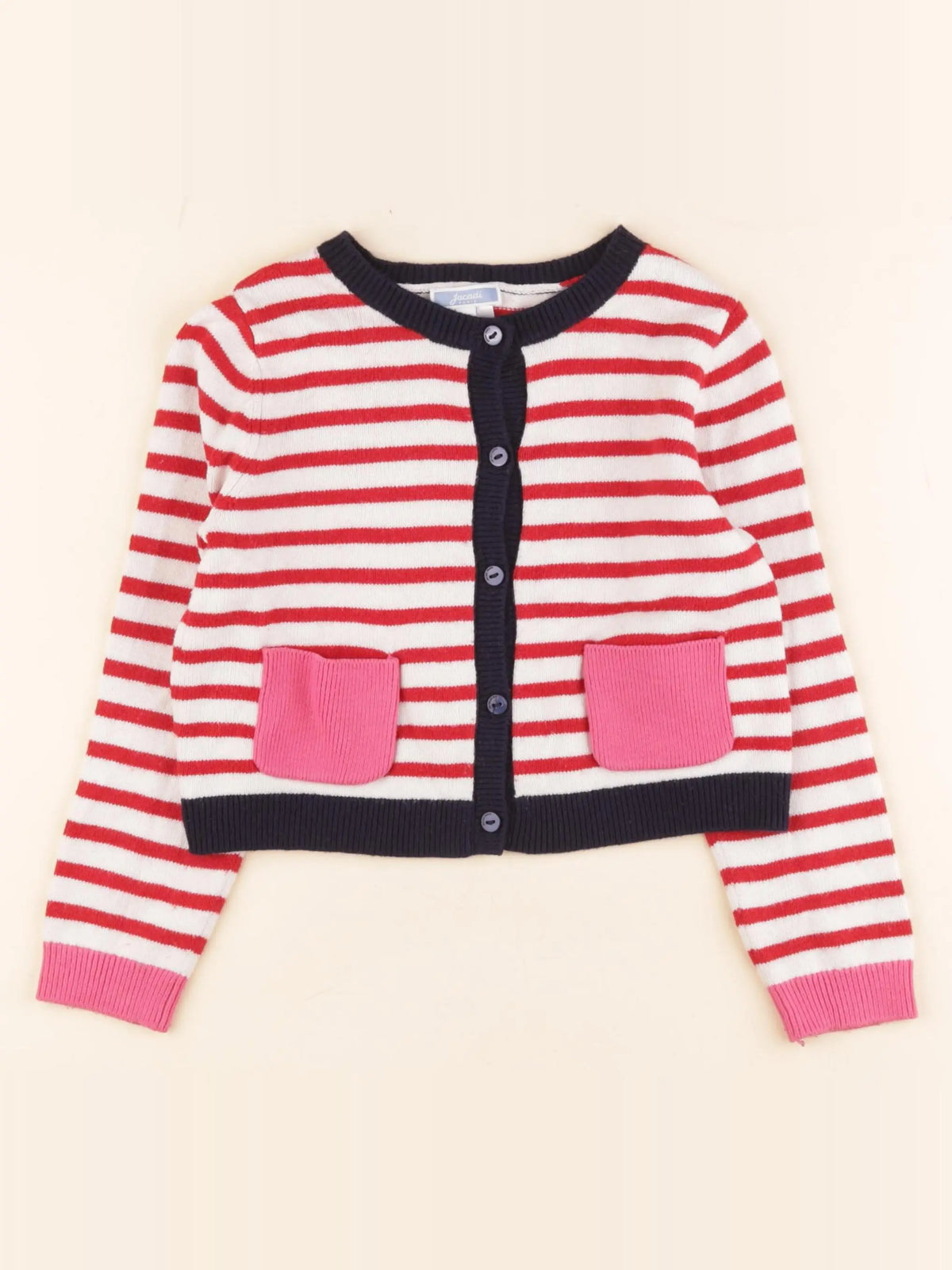 Jacadi - gilet blanc, rouge - 6 ans