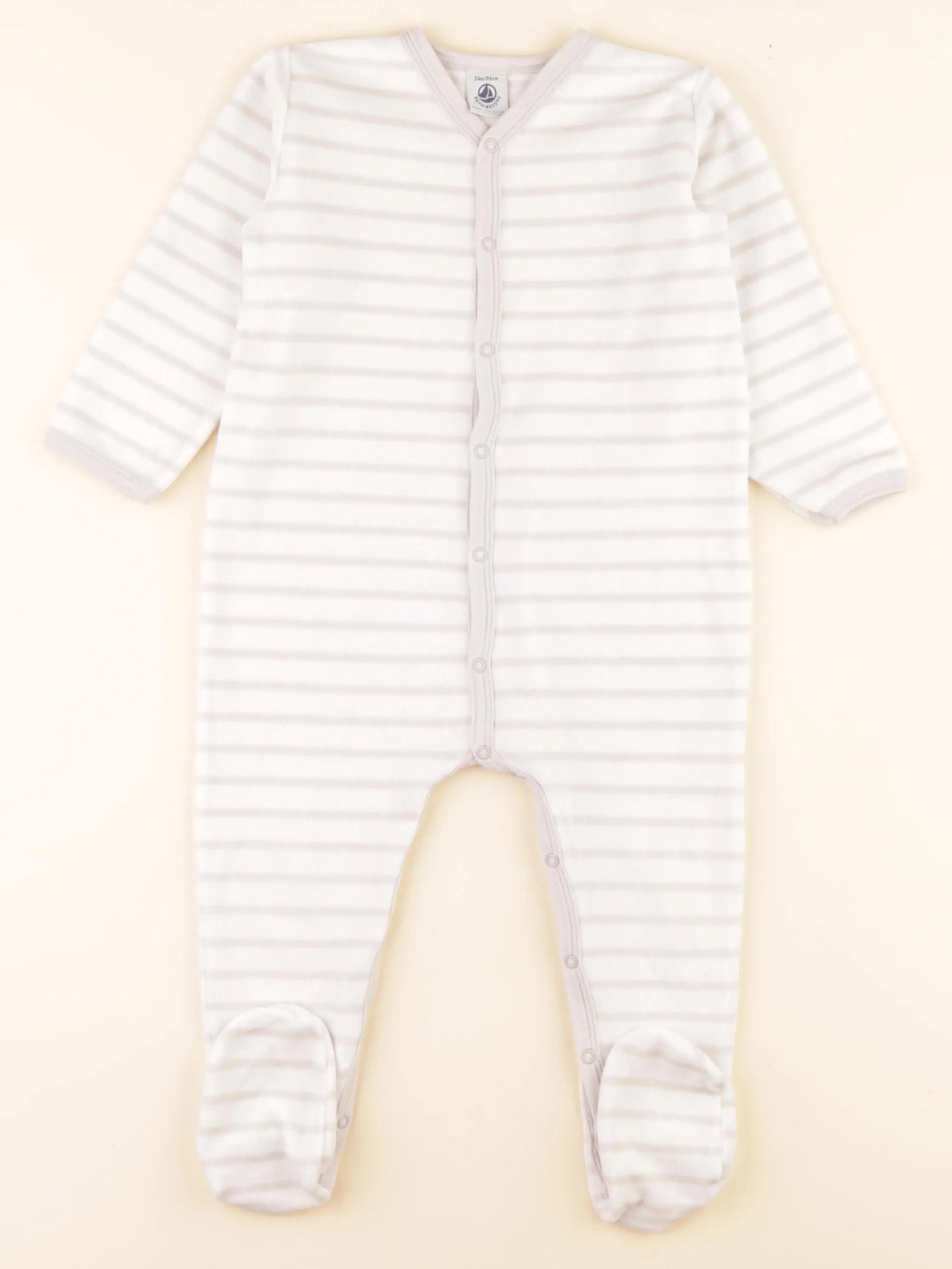 Pyjama velours blanc, gris