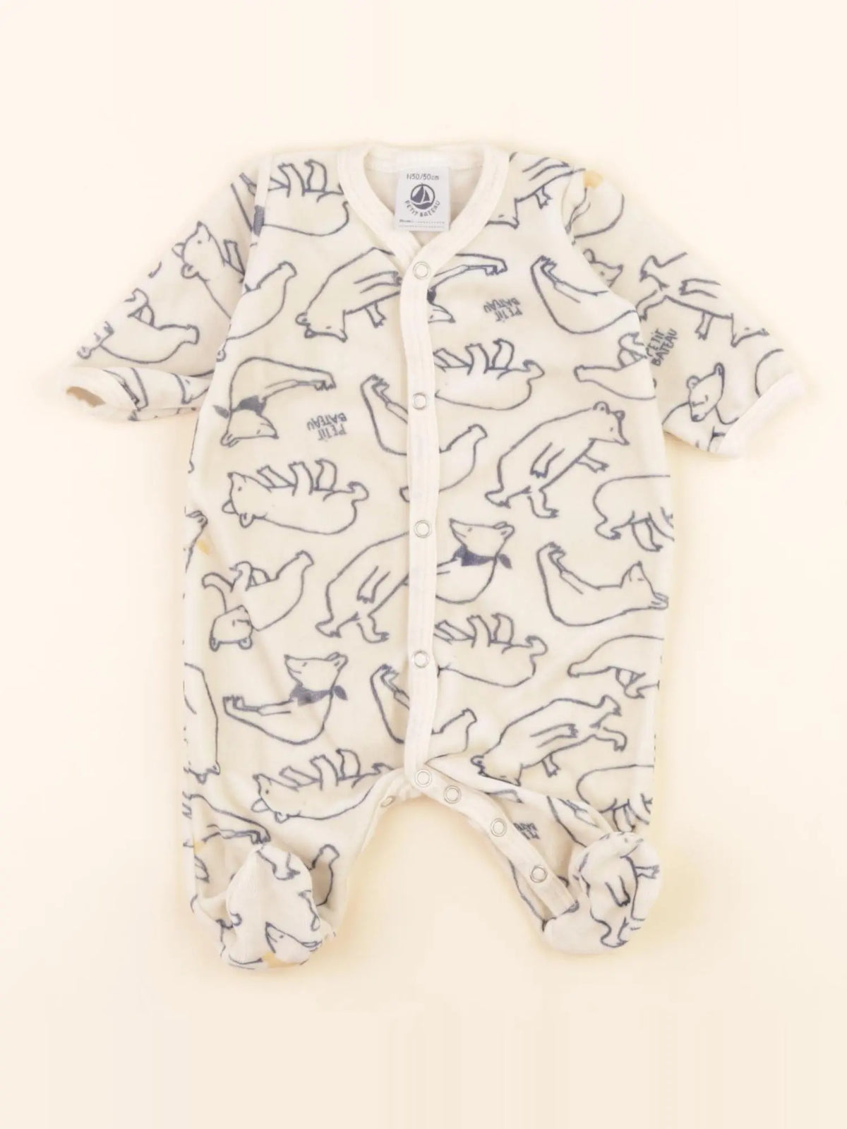 Pyjama velours beige, bleu