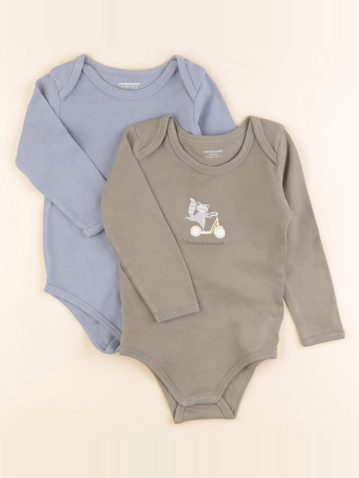 Vertbaudet - lot de 2 bodies en coton bleu, vert - 24 mois