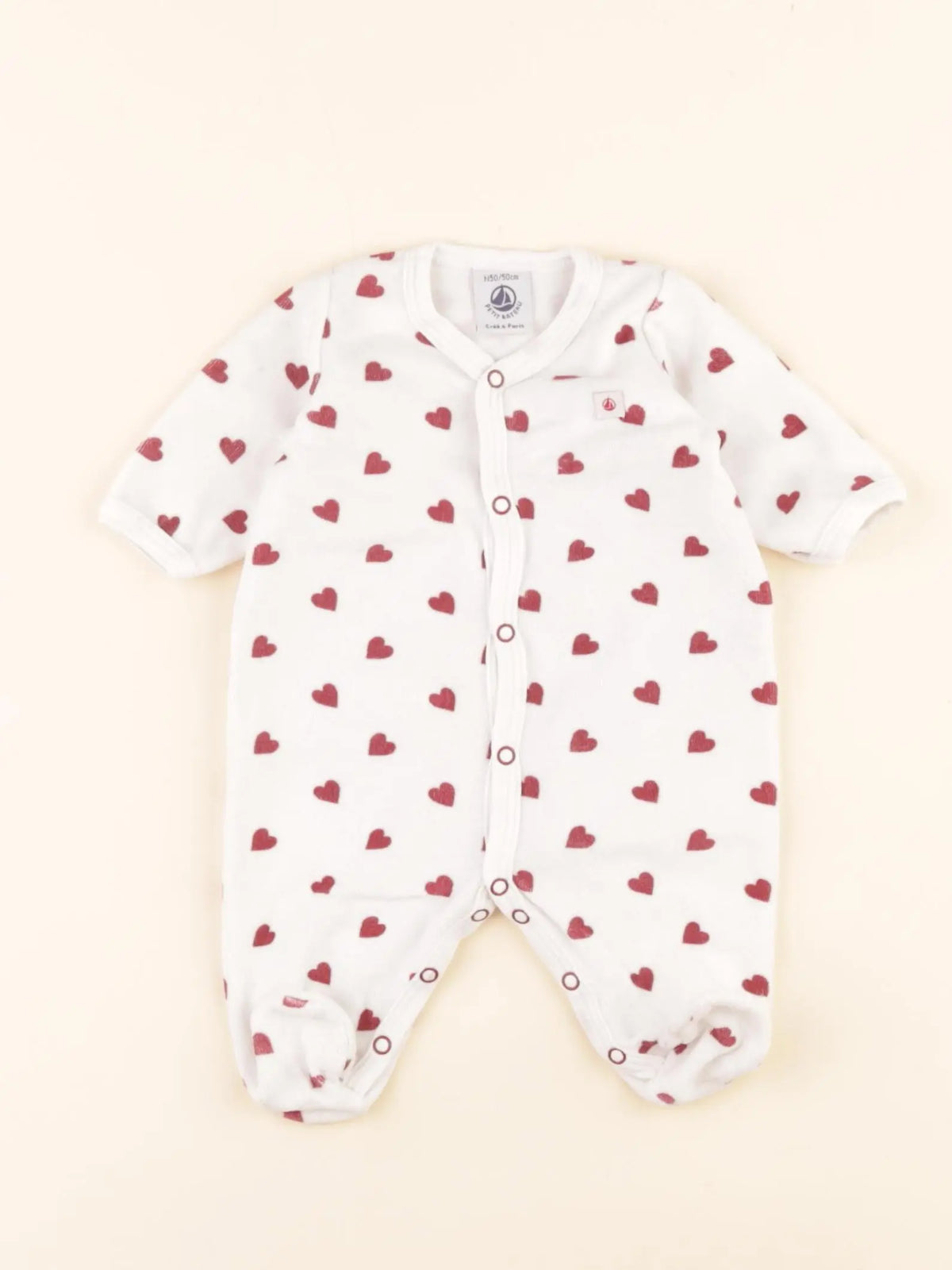Pyjama velours blanc, rouge