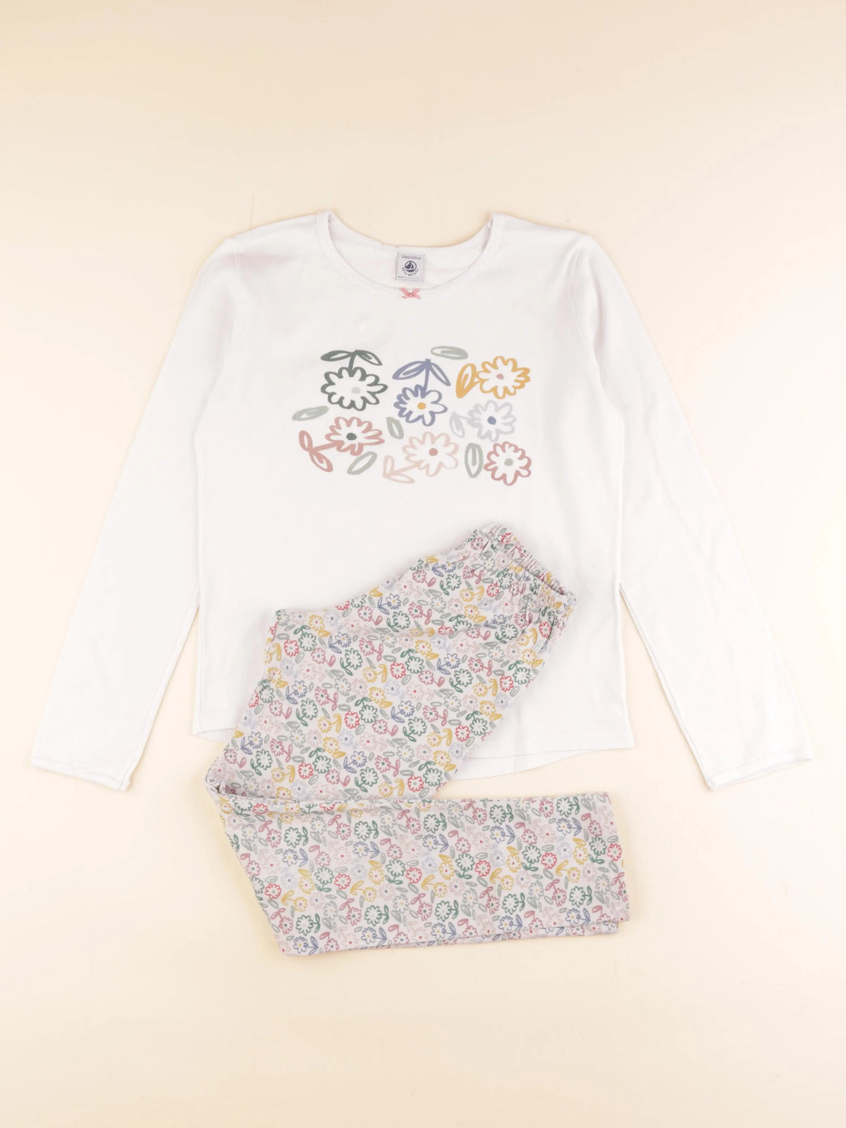 Petit Bateau - pyjama coton blanc, multicolore - 10 ans
