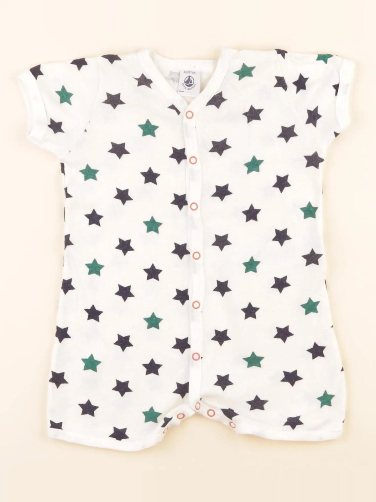 Pyjama coton blanc, bleu