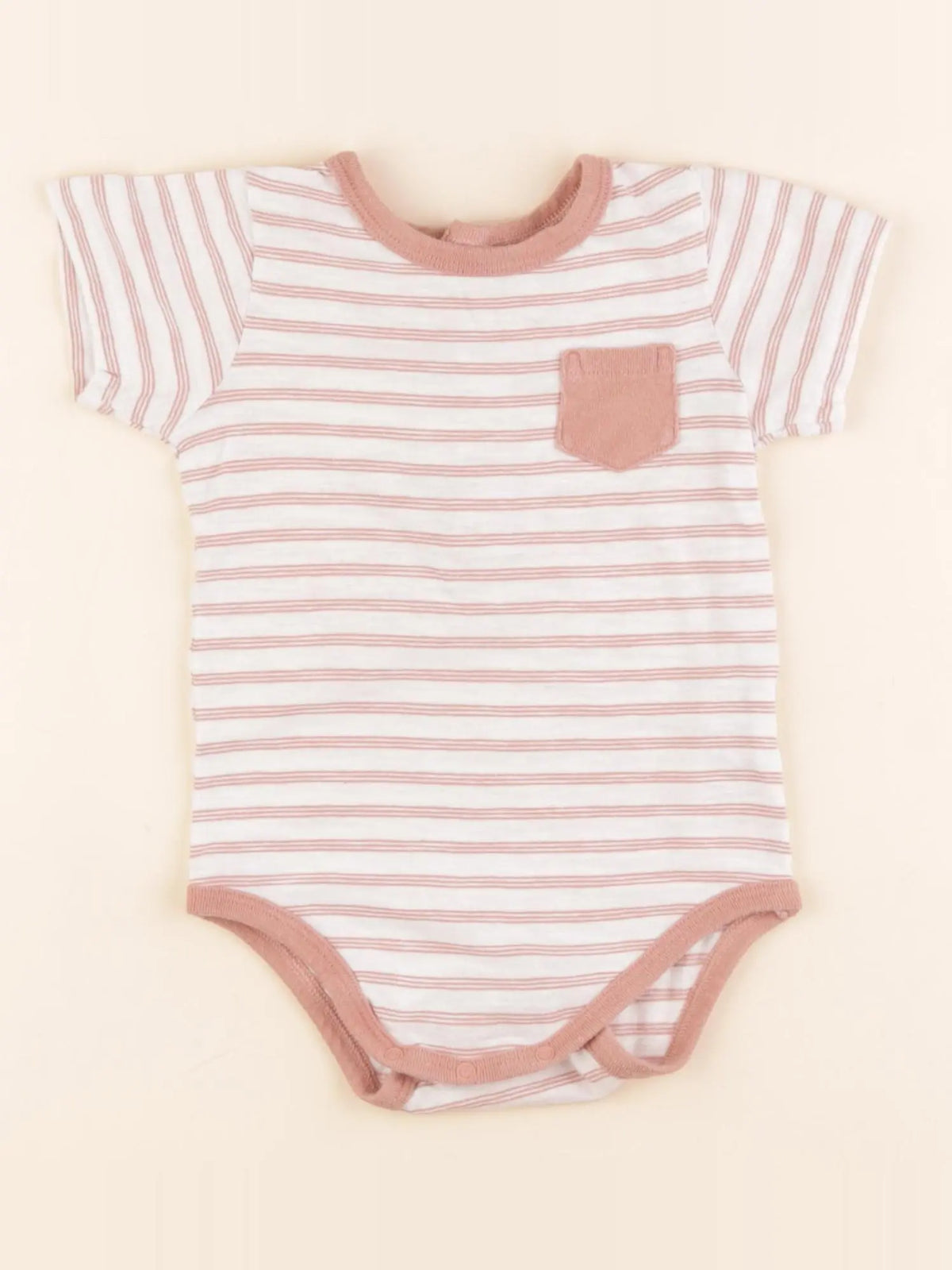Boutchou - body tee-shirt rose, blanc - 18 mois