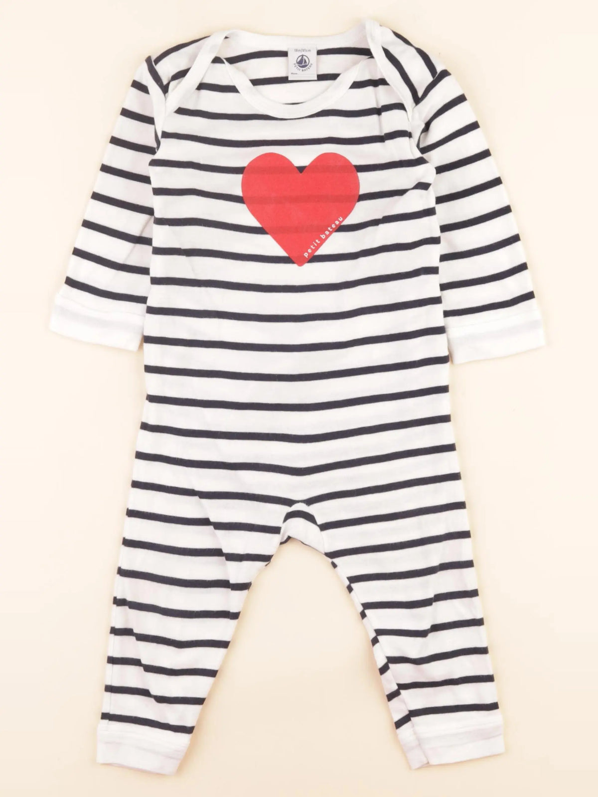 Pyjama coton blanc, bleu