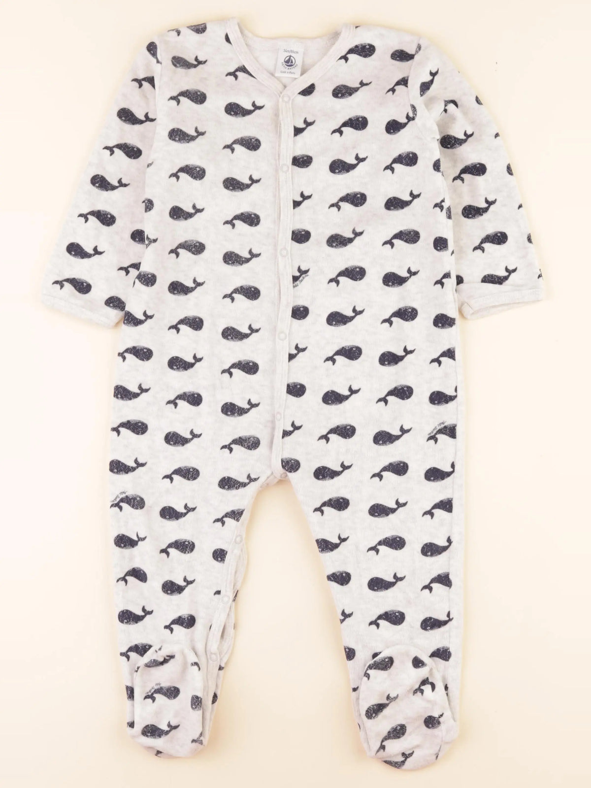 Pyjama velours beige, bleu