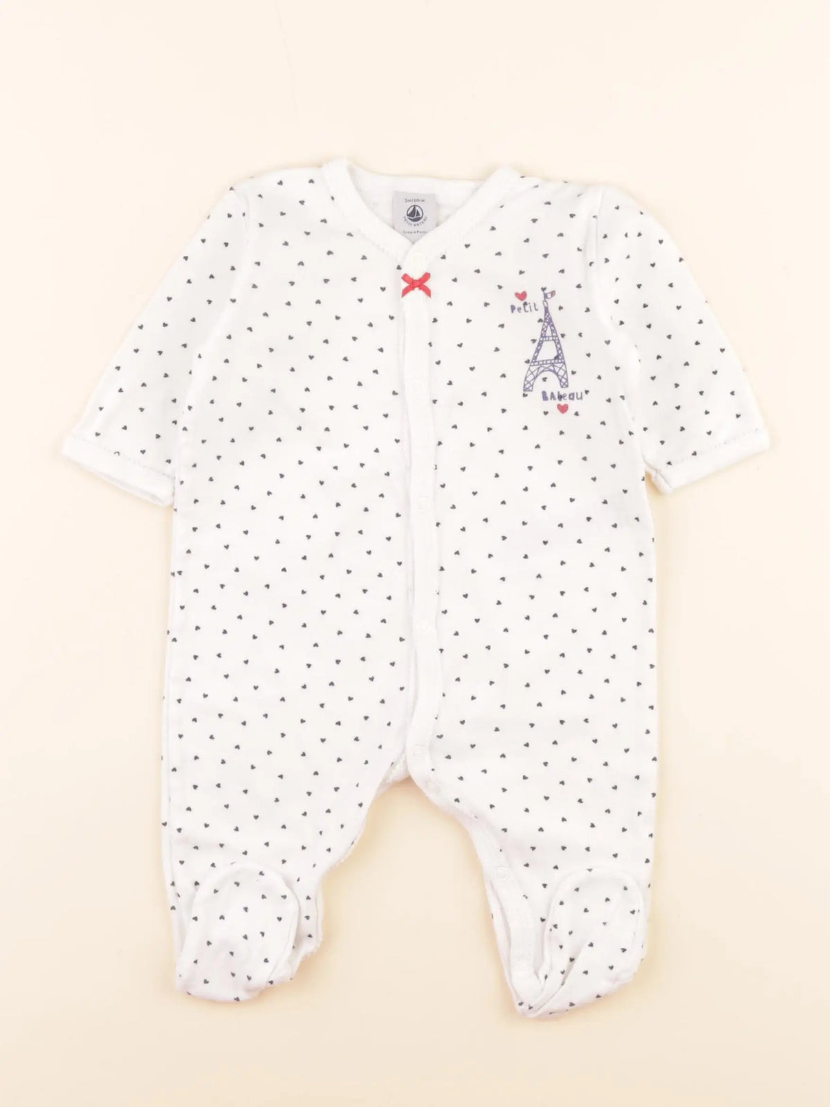 Pyjama coton blanc, bleu