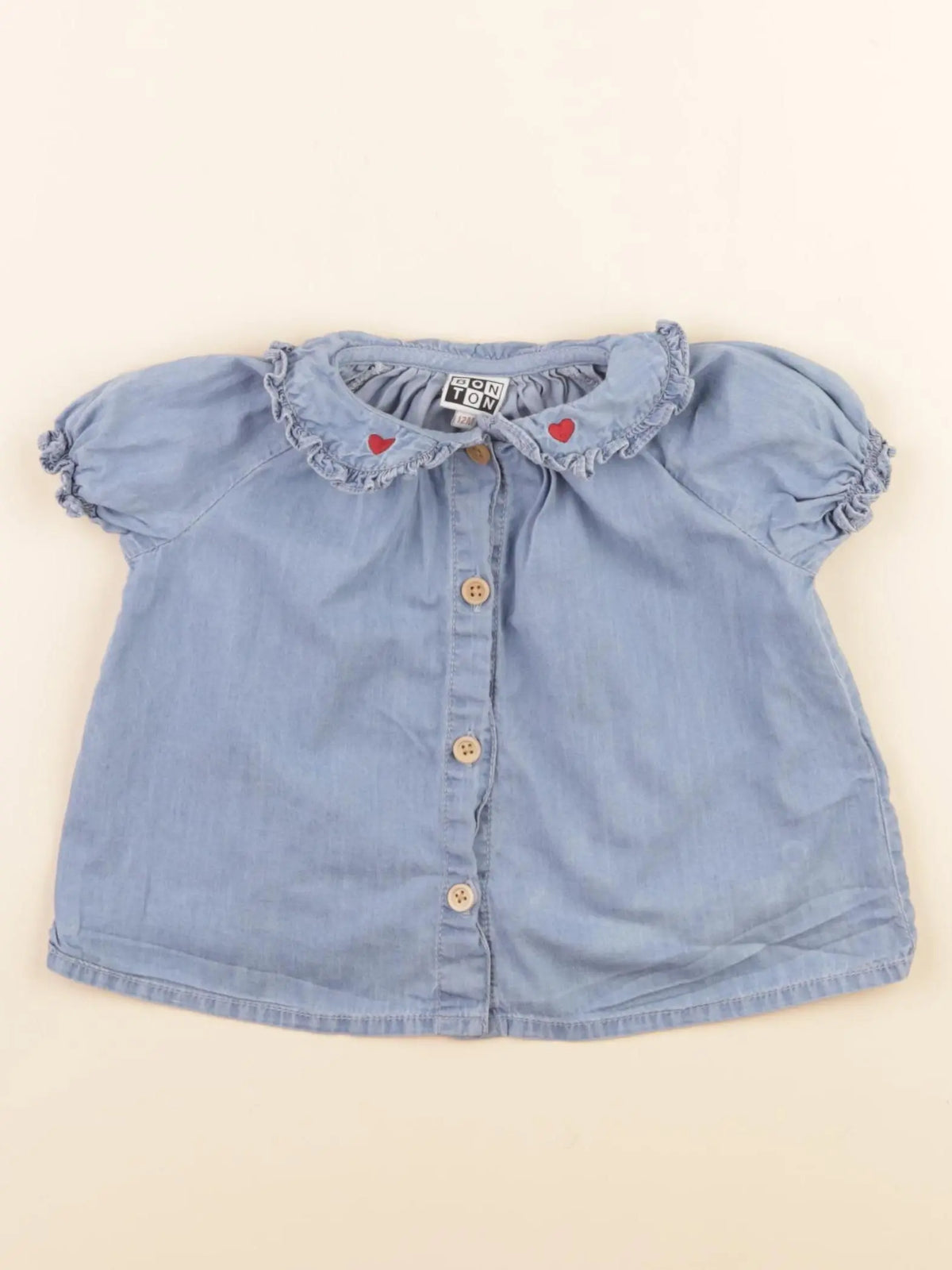 Bonton - blouse bleu - 12 mois