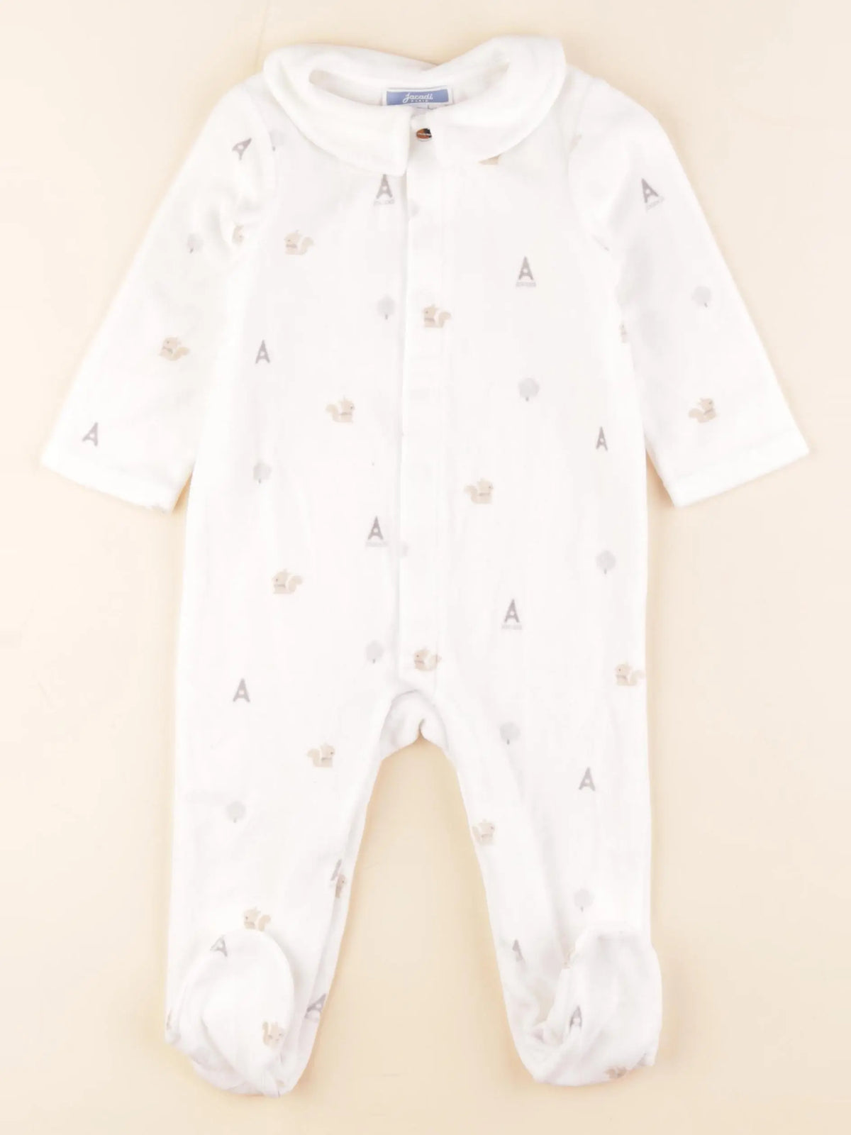 Jacadi - pyjama velours blanc - 12 mois