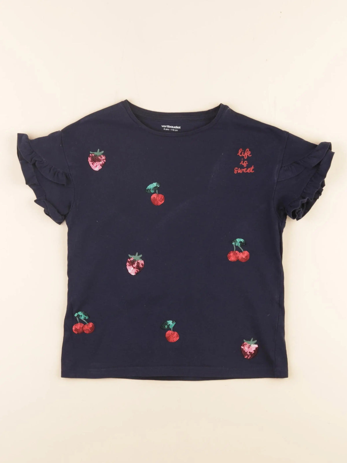 Vertbaudet - tee-shirt bleu - 6 ans