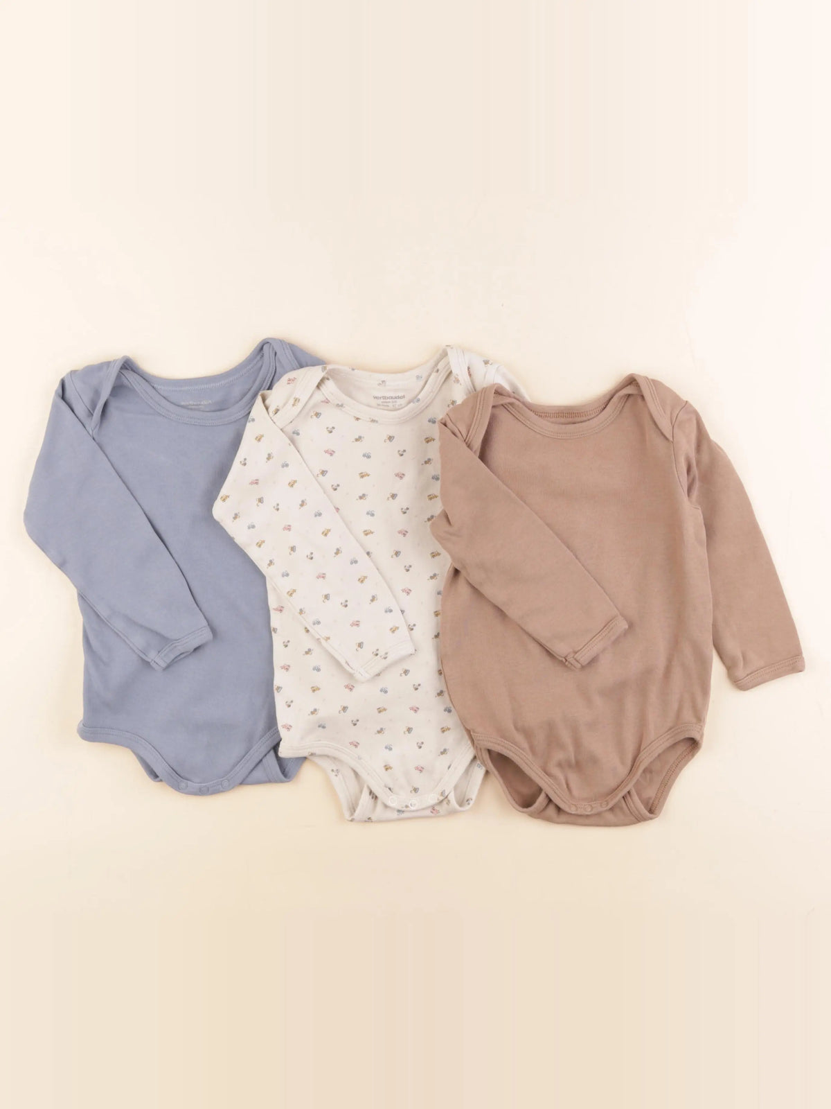 Vertbaudet - lot de 3 bodies en coton multicolore - 36 mois