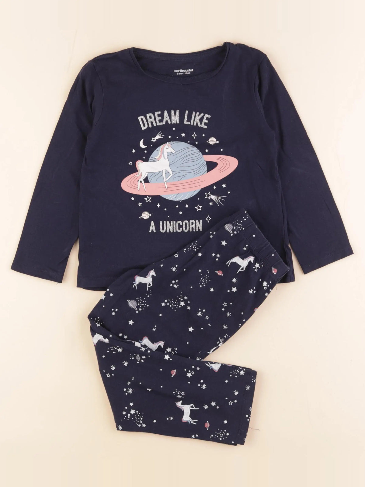 Vertbaudet - pyjama coton bleu - 5 ans