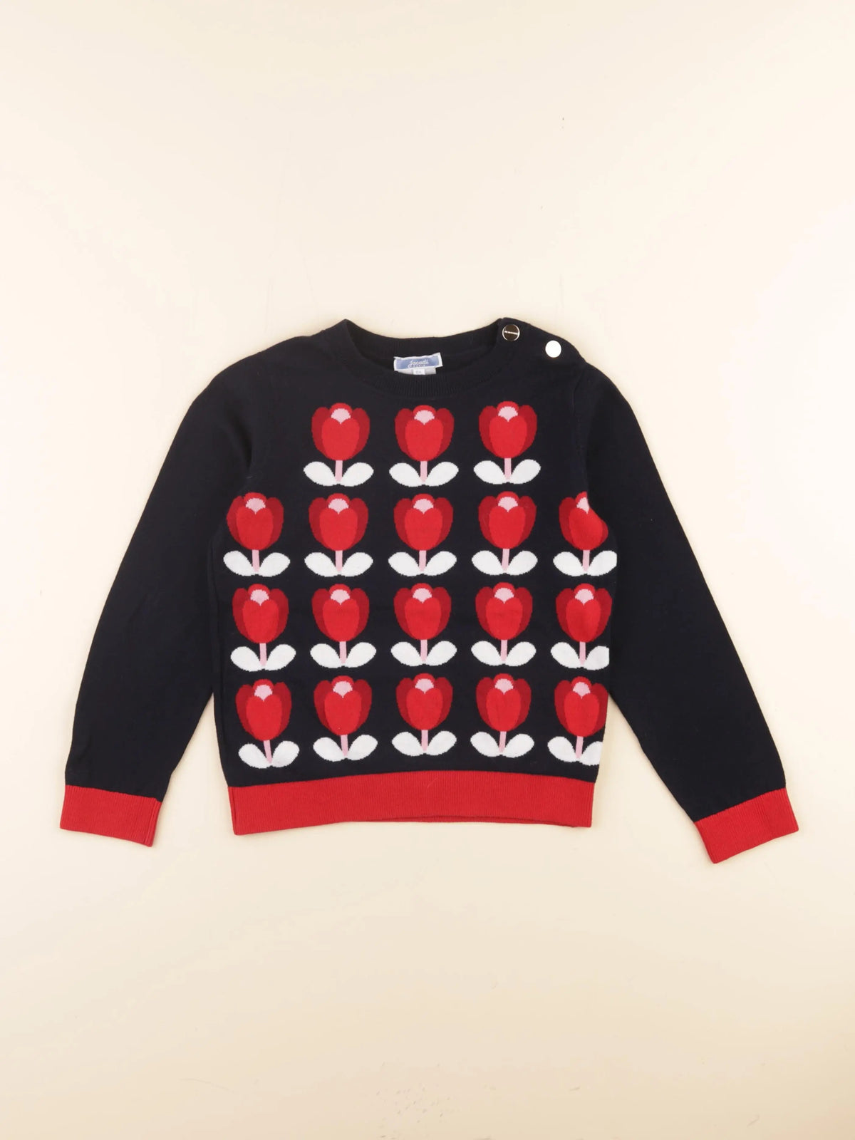 Jacadi - pull bleu, rouge - 8 ans
