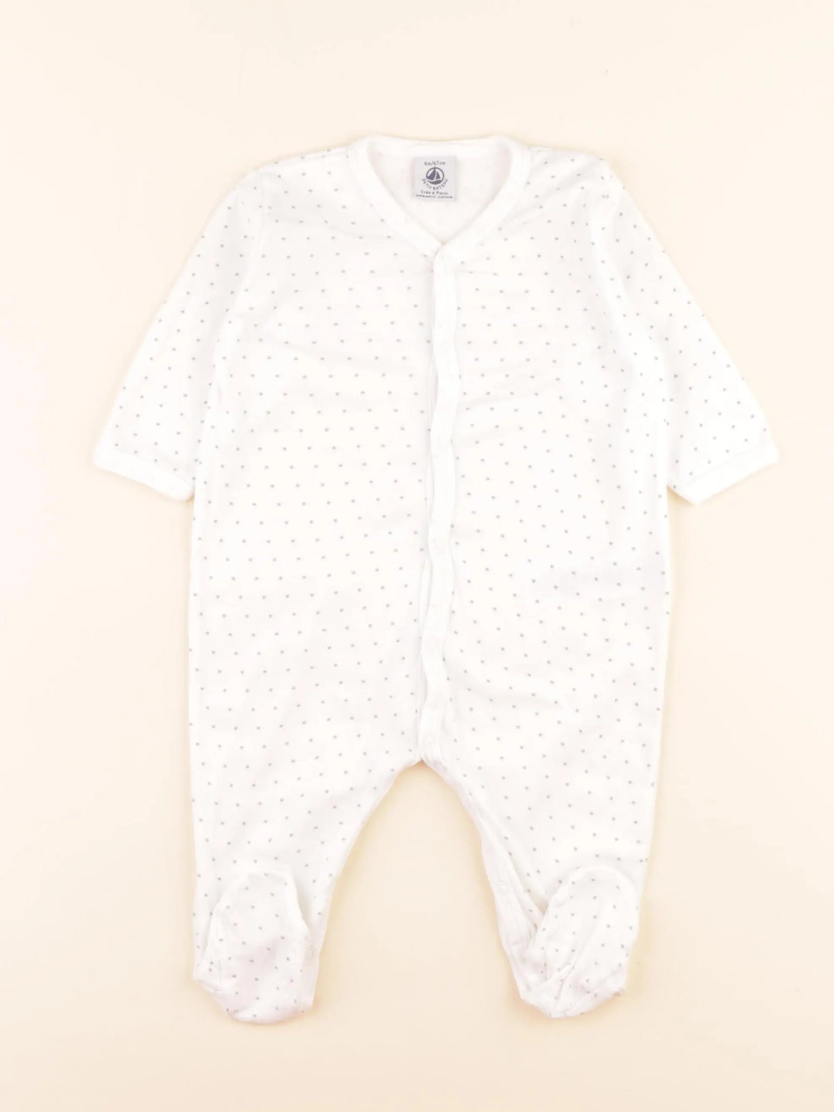 Pyjama coton blanc, gris