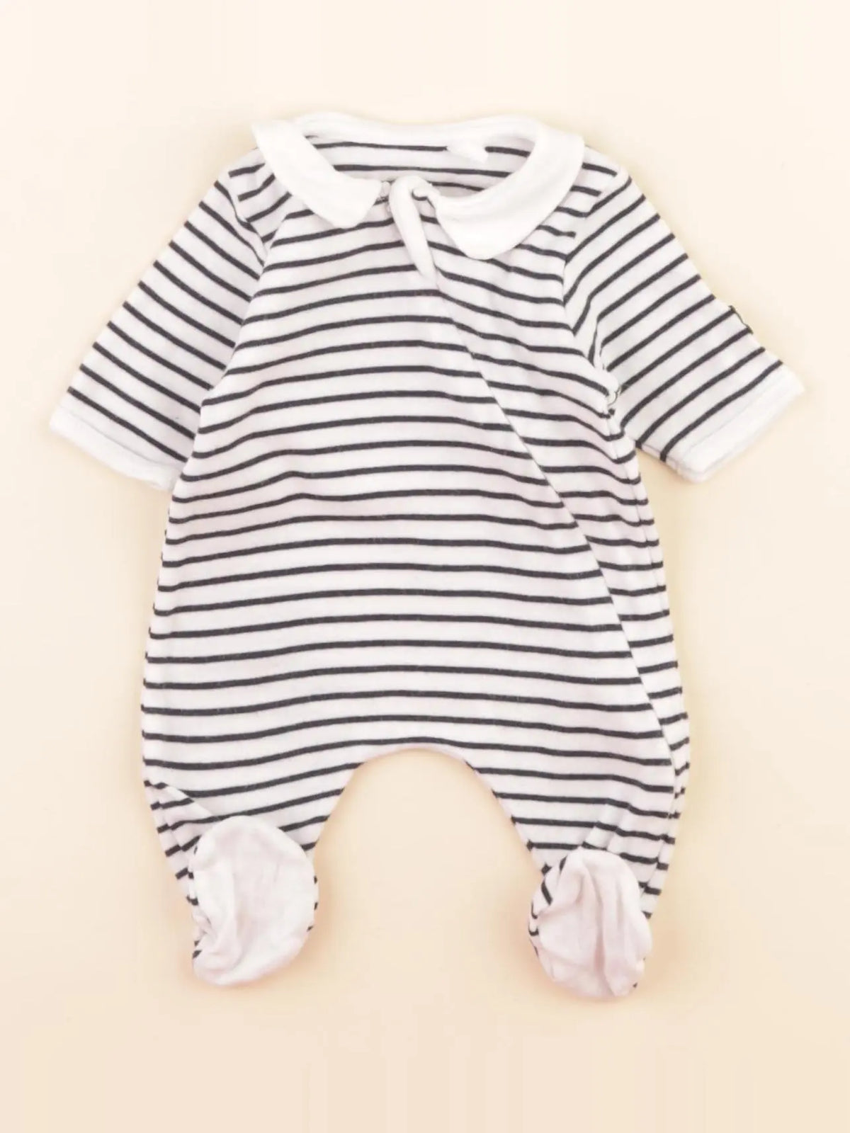 Pyjama coton blanc, bleu