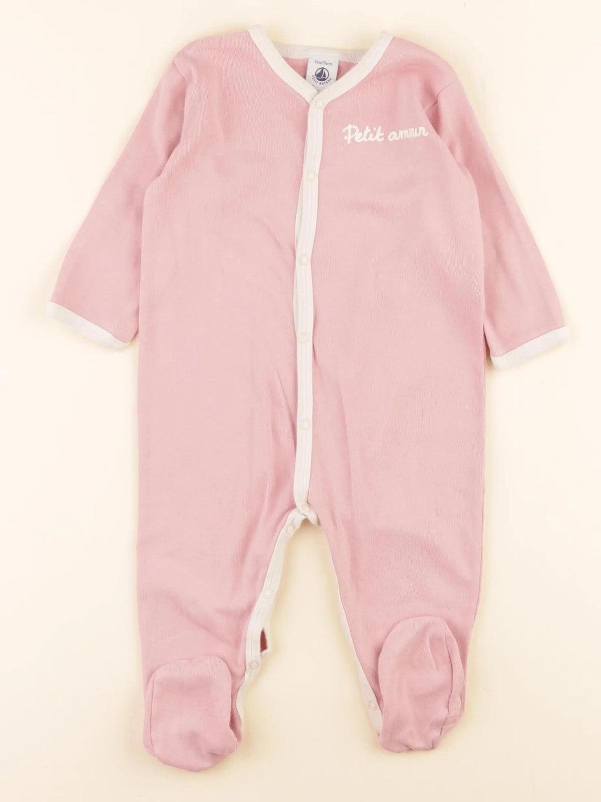 Petit Bateau - pyjama coton rose - 12 mois