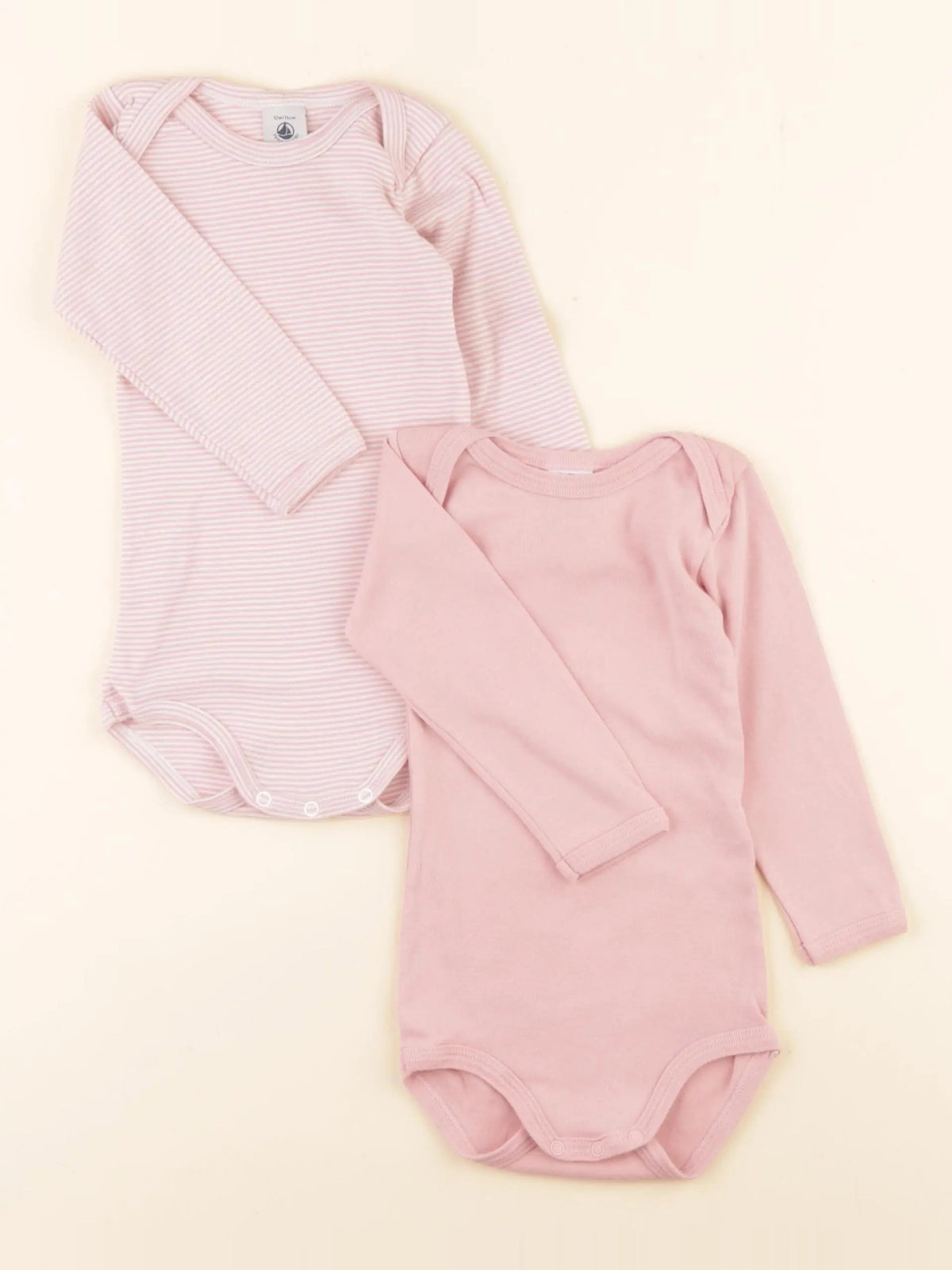 Petit Bateau - lot de 2 bodies en coton rose - 12 mois