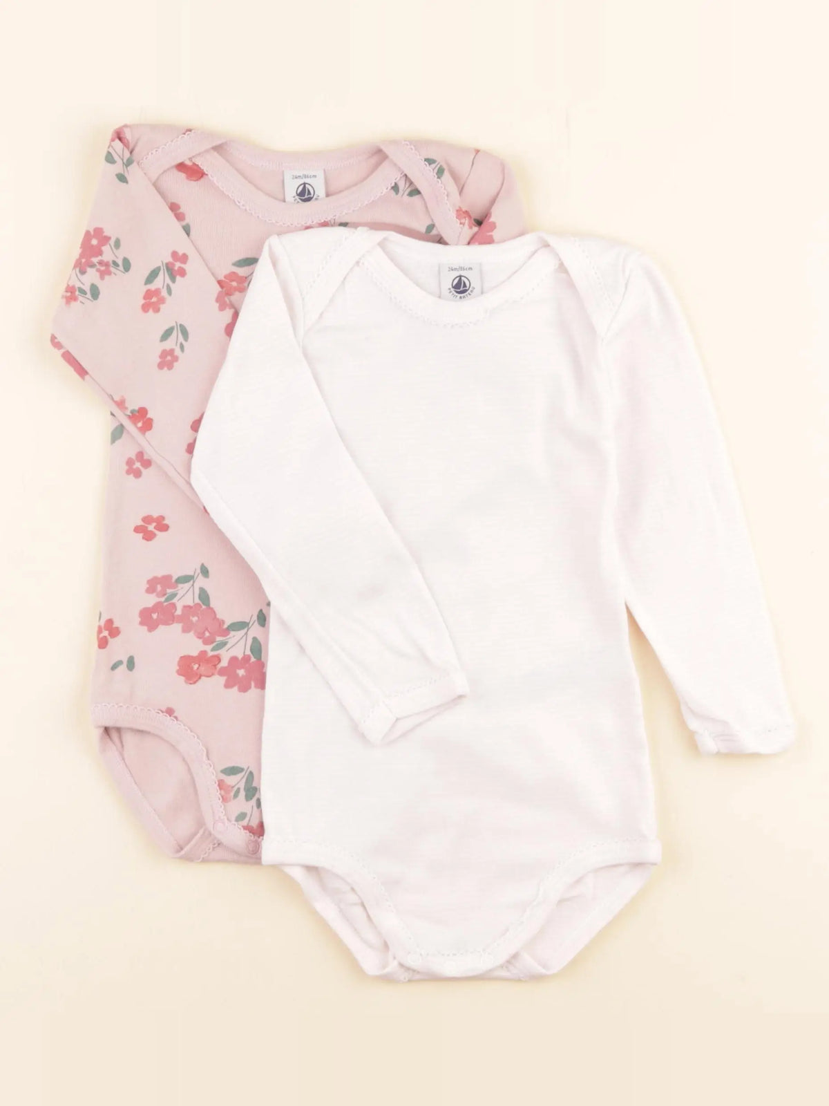 Petit Bateau - lot de 2 bodies en coton rose - 24 mois