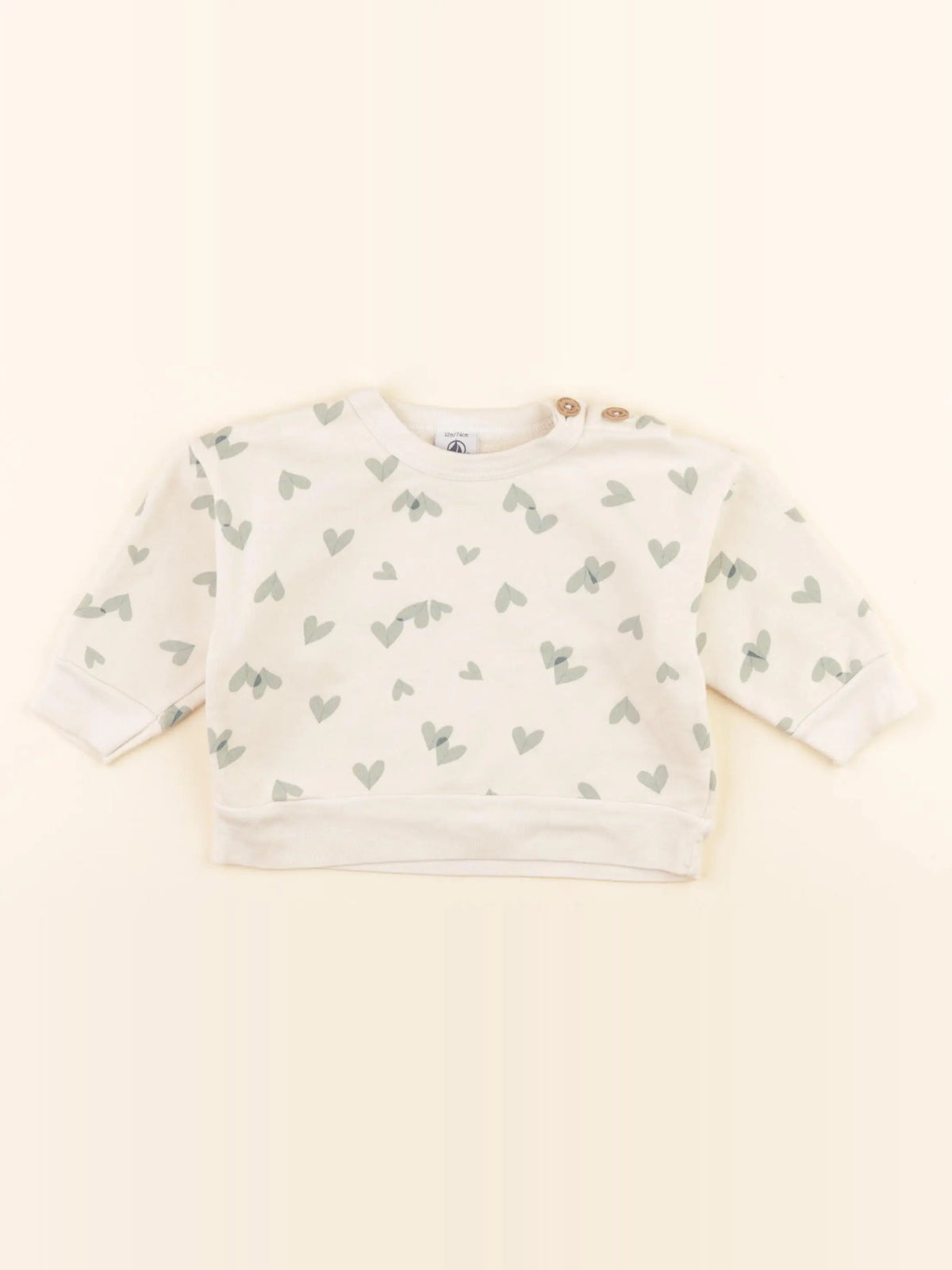 Petit Bateau - sweat beige, vert - 12 mois