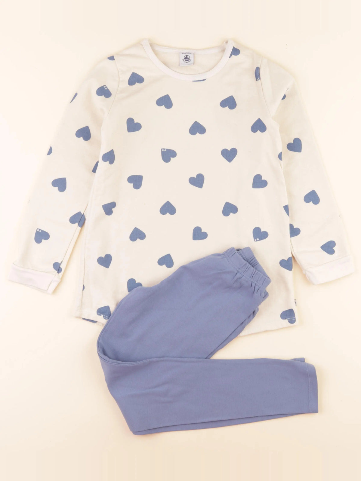 Pyjama coton beige, bleu
